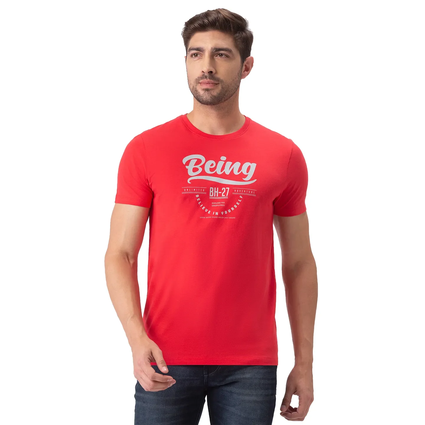 Red Regular Fit Men's Short Sleeves T-Shirt by Being Human Clothing