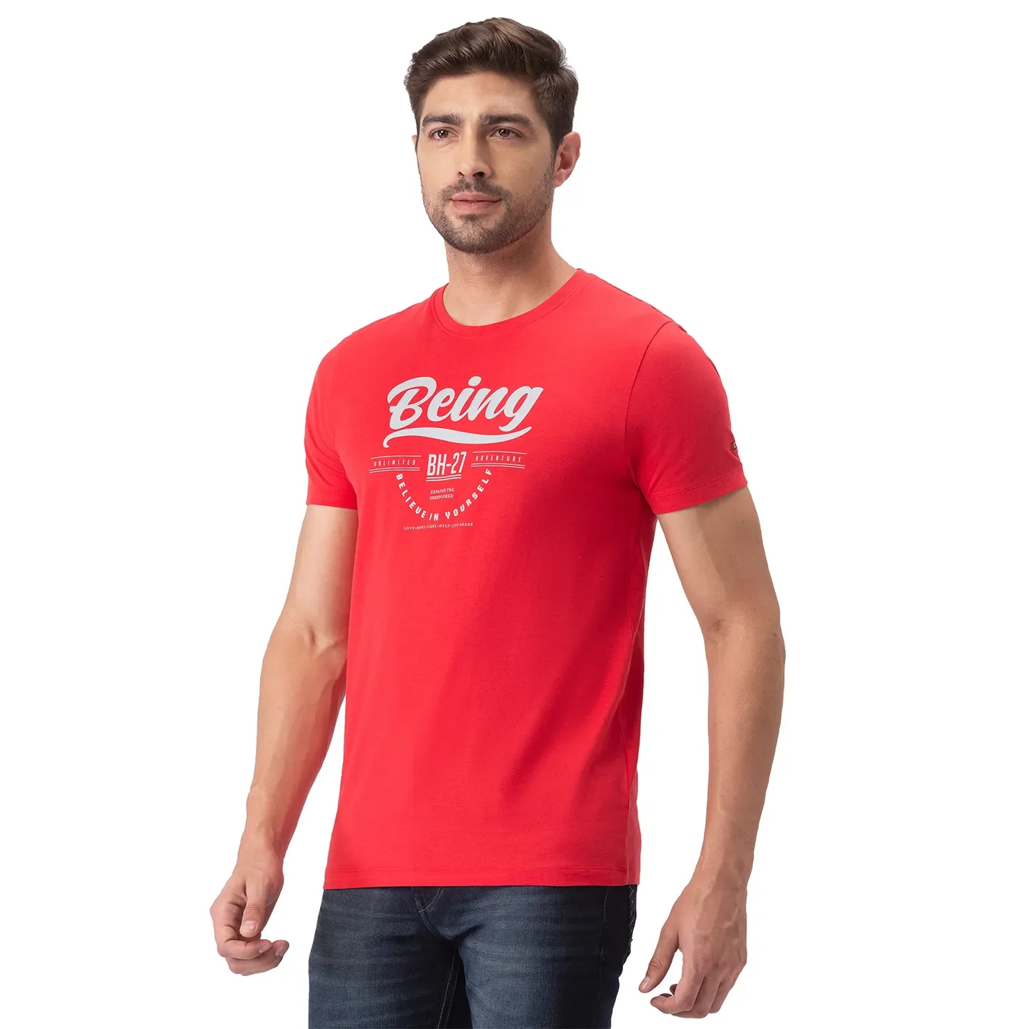 Red Regular Fit Men's Short Sleeves T-Shirt by Being Human Clothing - Image 2