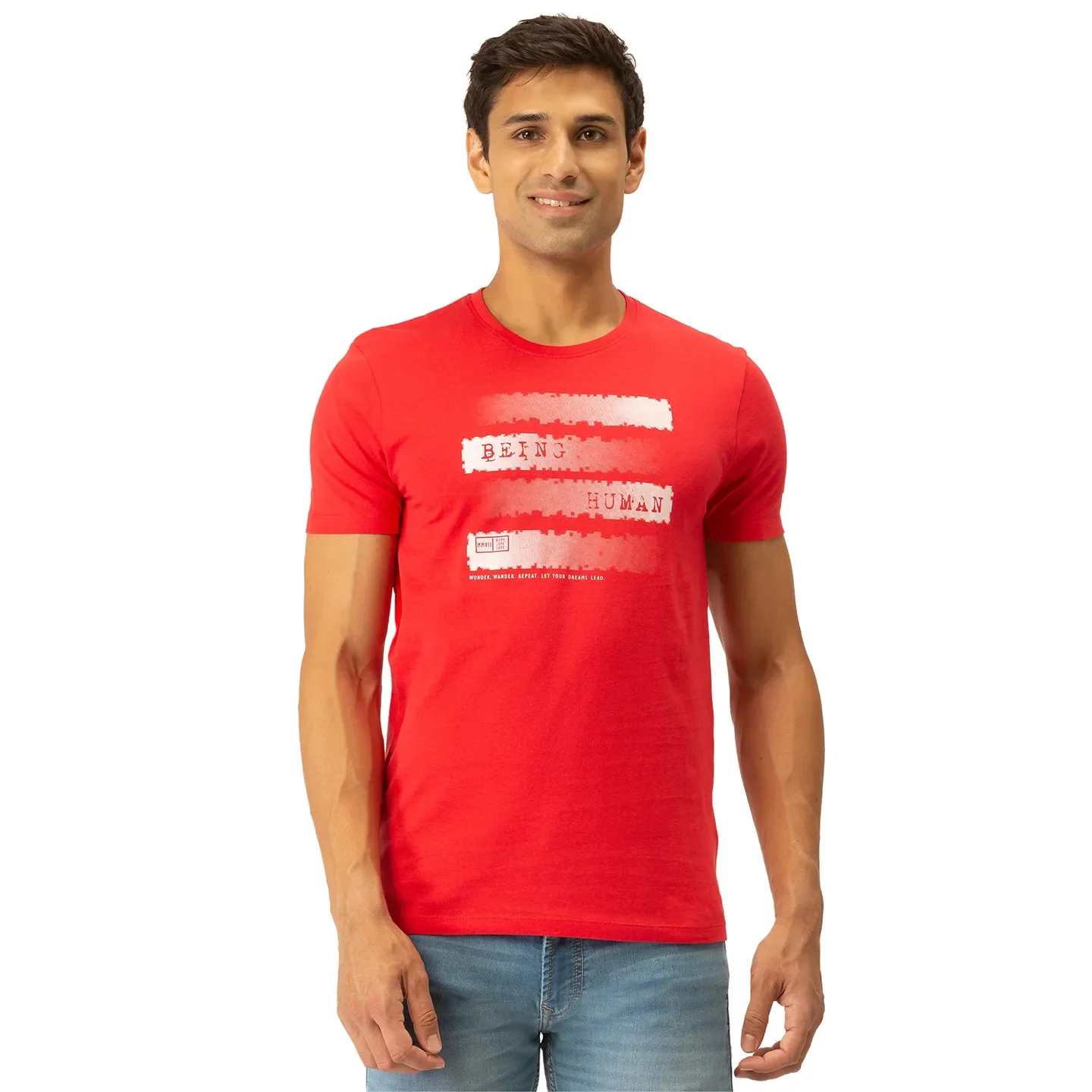 Red Regular Fit Men's Short Sleeves T-Shirt by Being Human Clothing