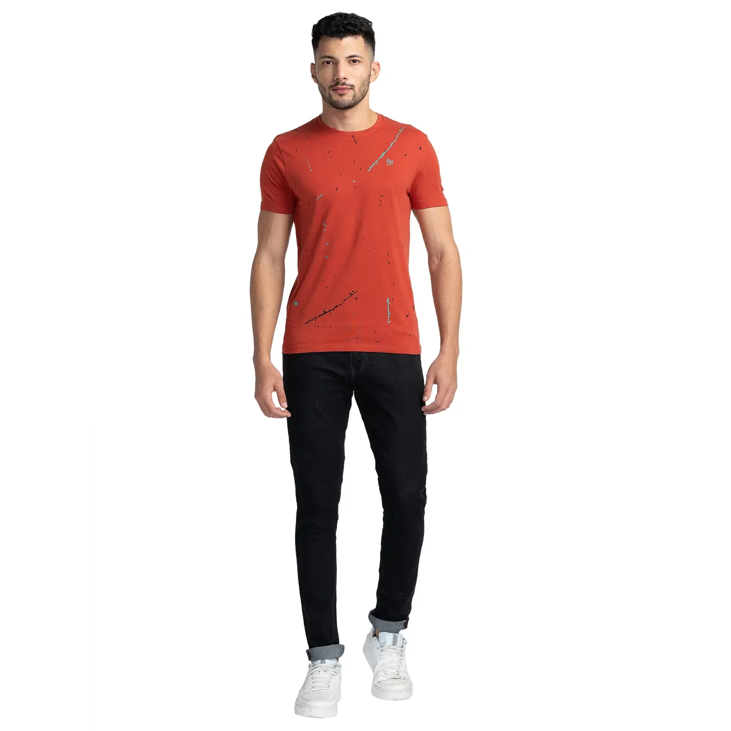 Red Regular Fit Men's Short Sleeves T-Shirt by Being Human Clothing - Image 2
