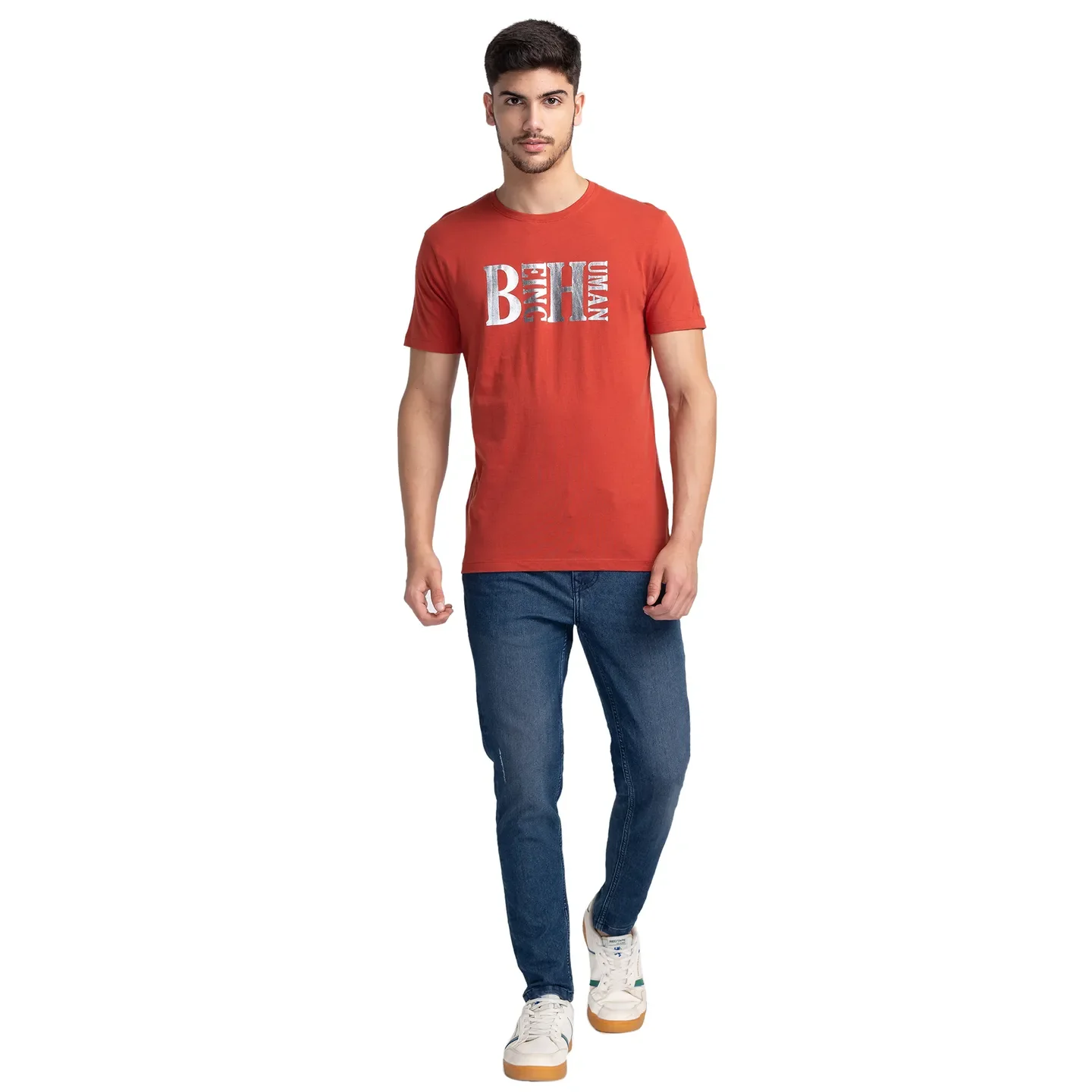 Red Regular Fit Men's Short Sleeves T-Shirt by Being Human Clothing - Image 2