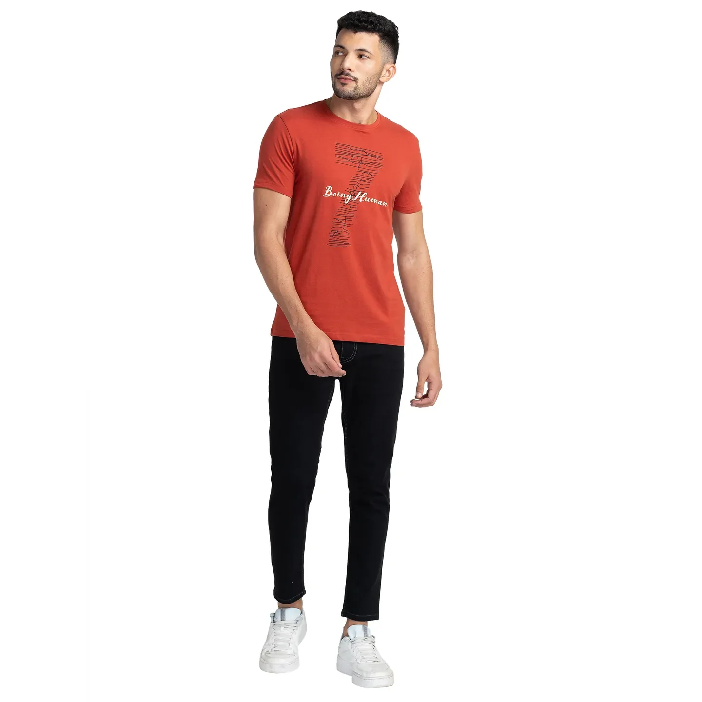 Red Regular Fit Men's Short Sleeves T-Shirt by Being Human Clothing - Image 2