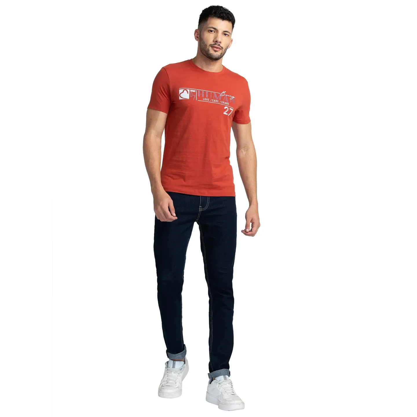 Red Regular Fit Men's Short Sleeves T-Shirt by Being Human Clothing - Image 2