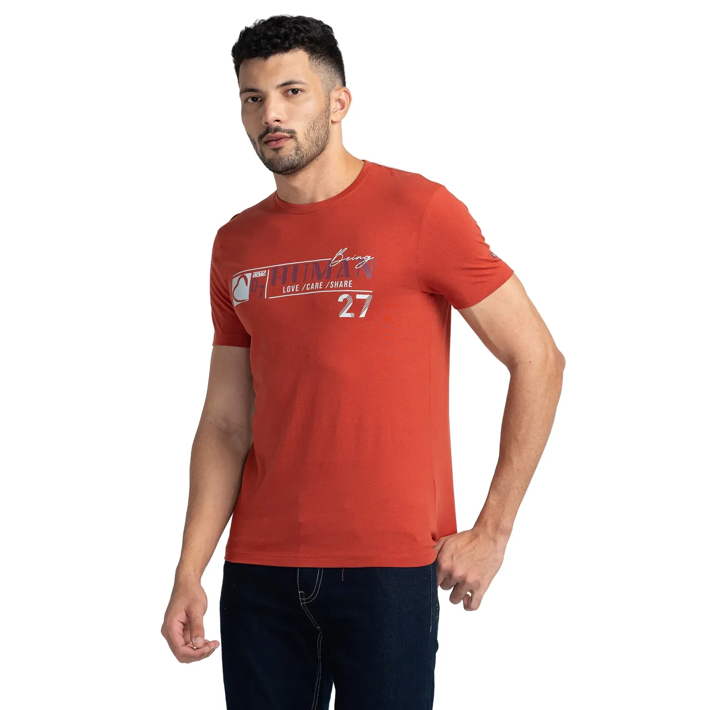 Red Regular Fit Men's Short Sleeves T-Shirt by Being Human Clothing - Image 4