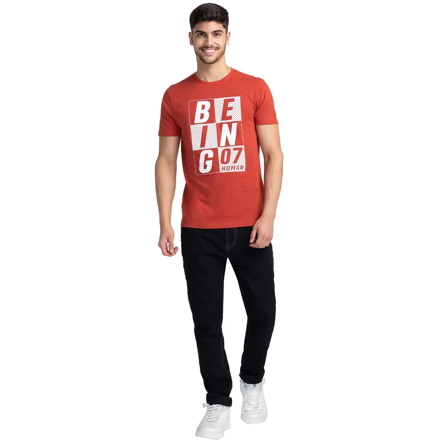 Red Regular Fit Men's Short Sleeves T-Shirt by Being Human Clothing - Image 2