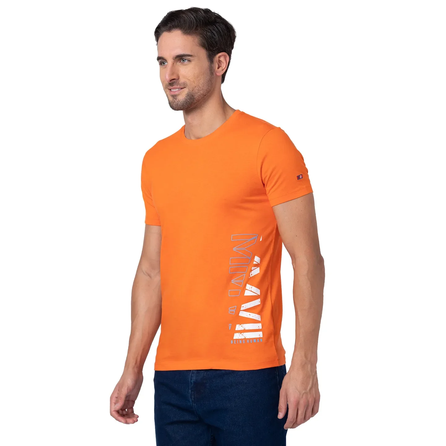 Red Orange Regular Fit Round Neck Men's T-Shirt by Being Human Clothing - Image 4