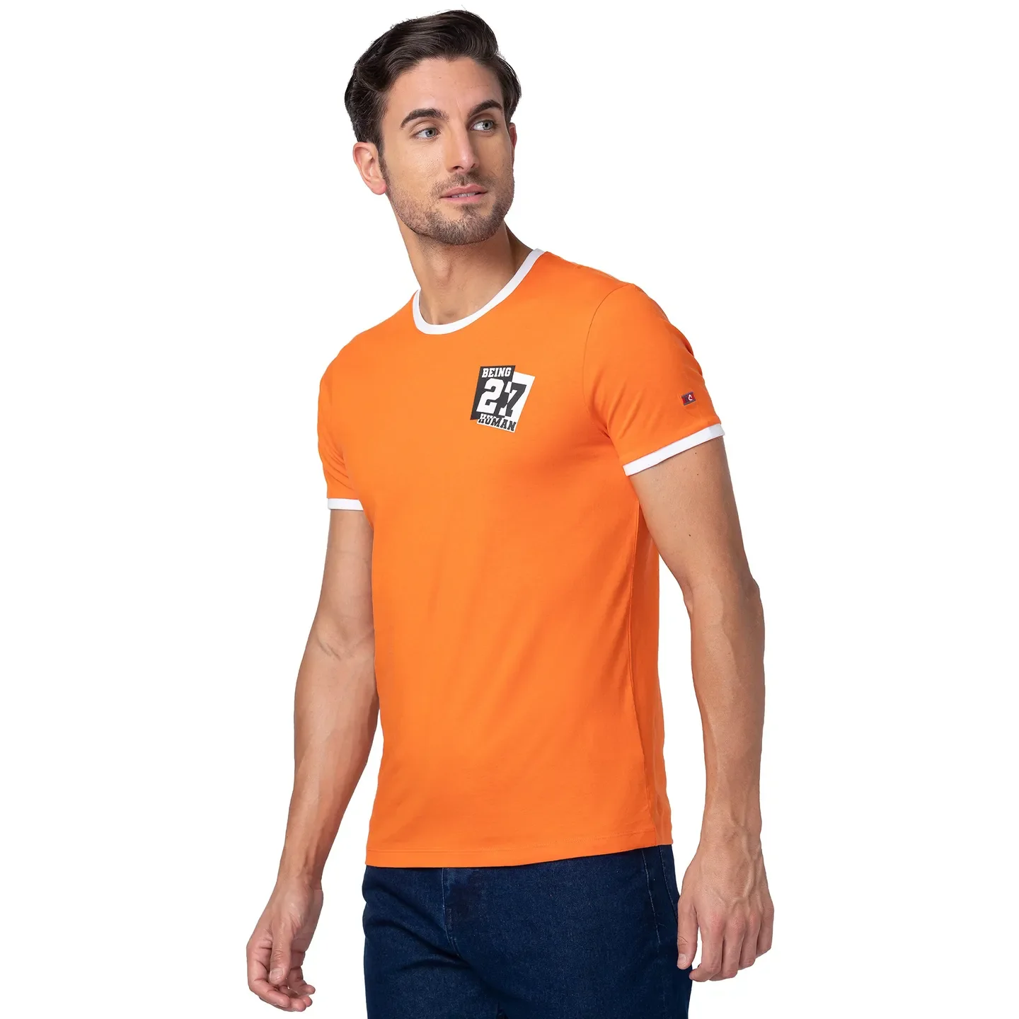Red Orange Regular Fit Round Neck Men's T-Shirt by Being Human Clothing - Image 4