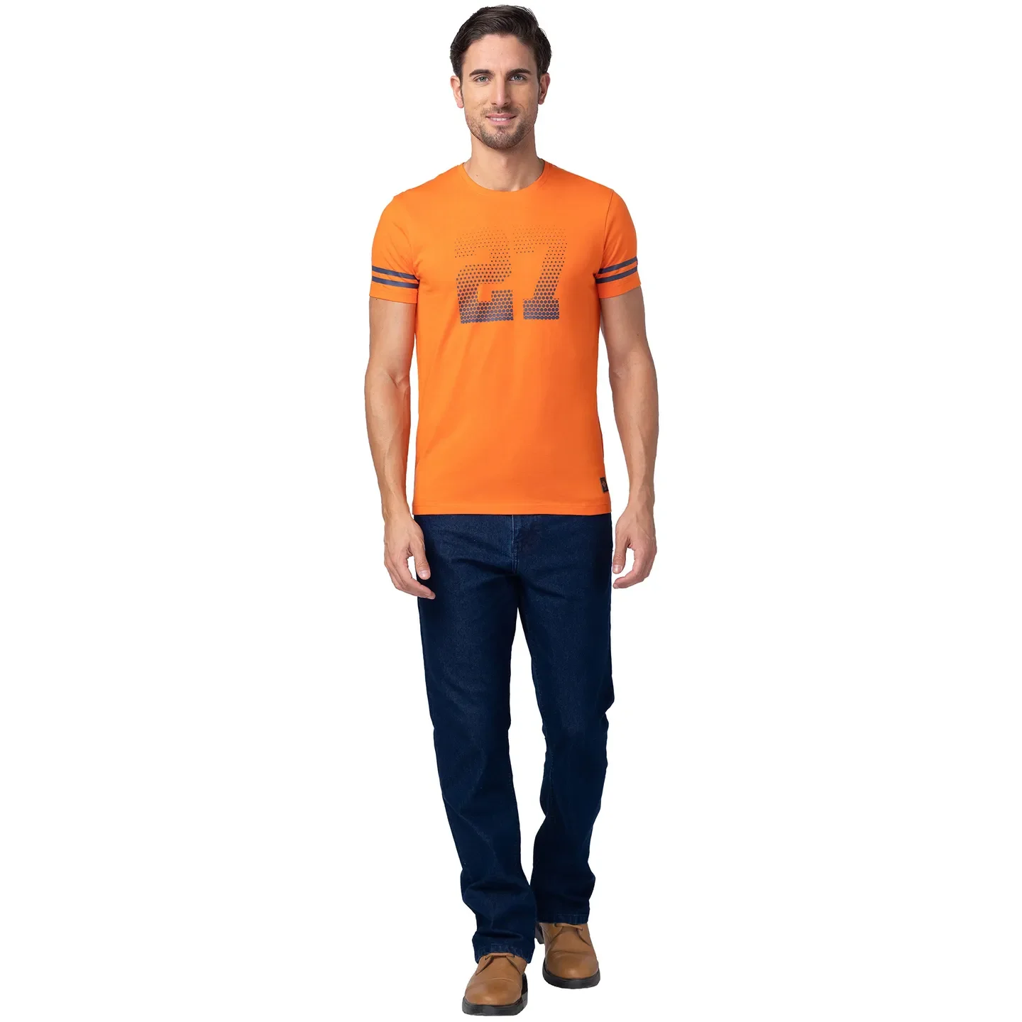Red Orange Regular Fit Round Neck Men's T-Shirt by Being Human Clothing - Image 2