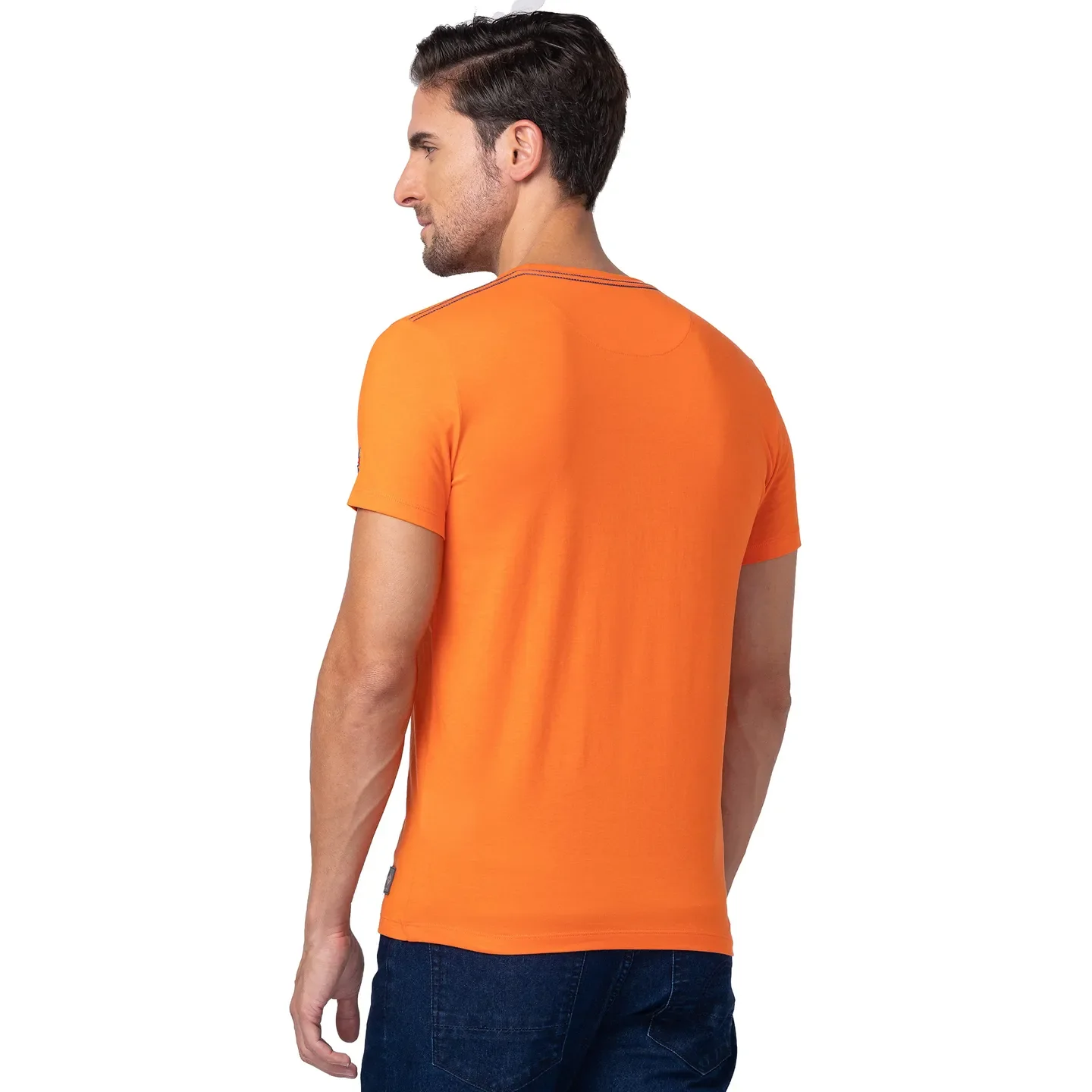 Red Orange Regular Fit Round Neck Men's T-Shirt by Being Human Clothing - Image 3