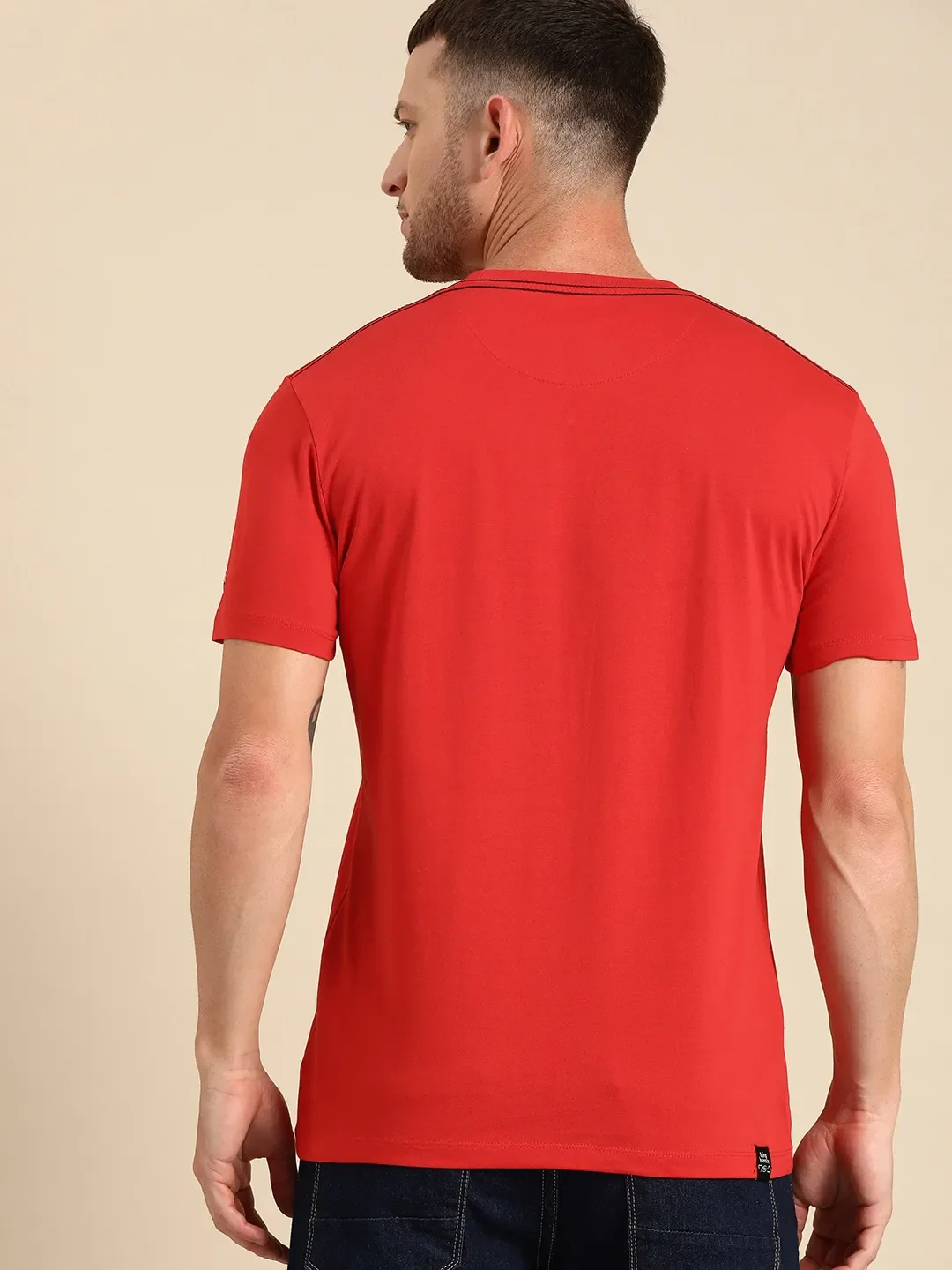 Red Regular Fit Men's Short Sleeves T-Shirt by Being Human Clothing - Image 3