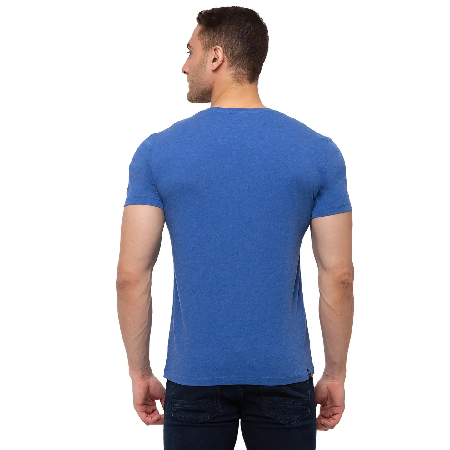 Royal Blue Regular Fit Round Neck Men's T-Shirt by Being Human Clothing - Image 4