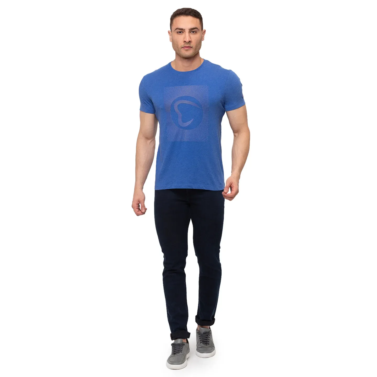 Royal Blue Regular Fit Round Neck Men's T-Shirt by Being Human Clothing - Image 5