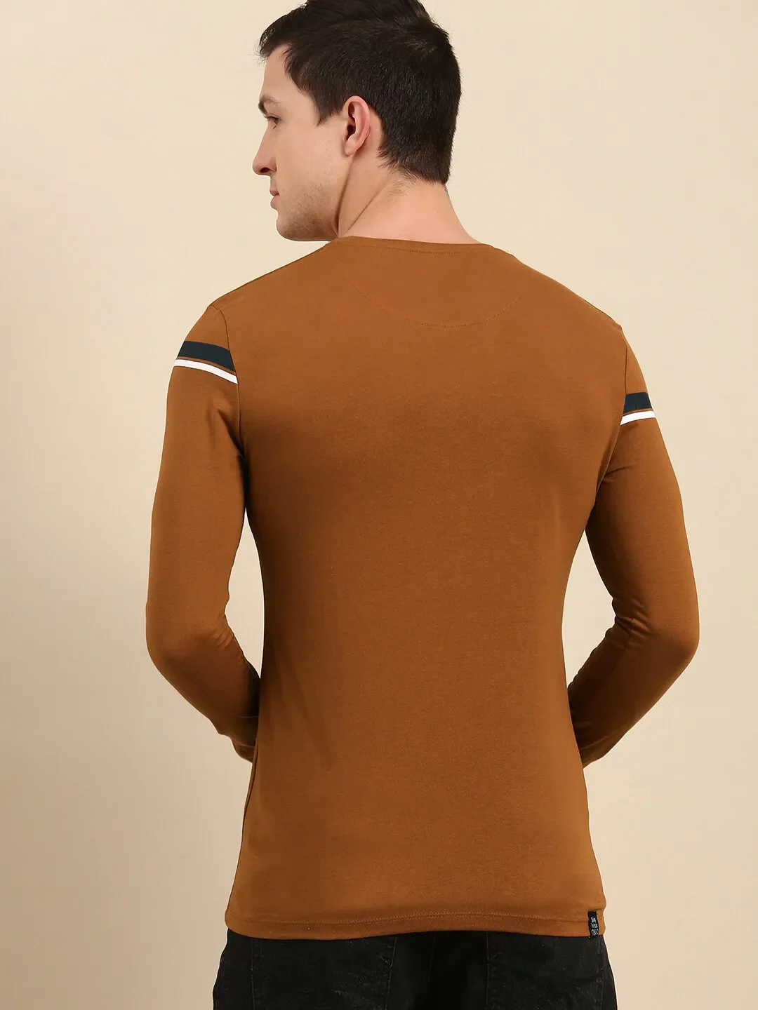 Brown Regular Fit Men's Long Sleeves T-Shirt by Being Human Clothing - Image 3