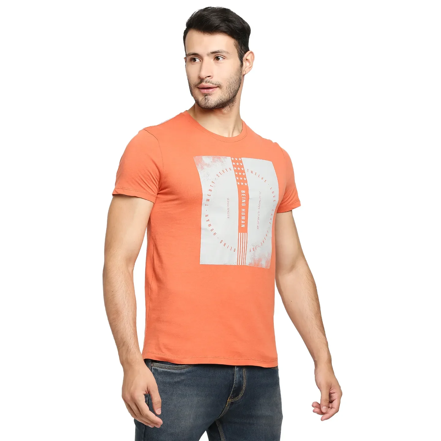 Brown Regular Fit Men's Short Sleeves T-Shirt by Being Human Clothing - Image 3