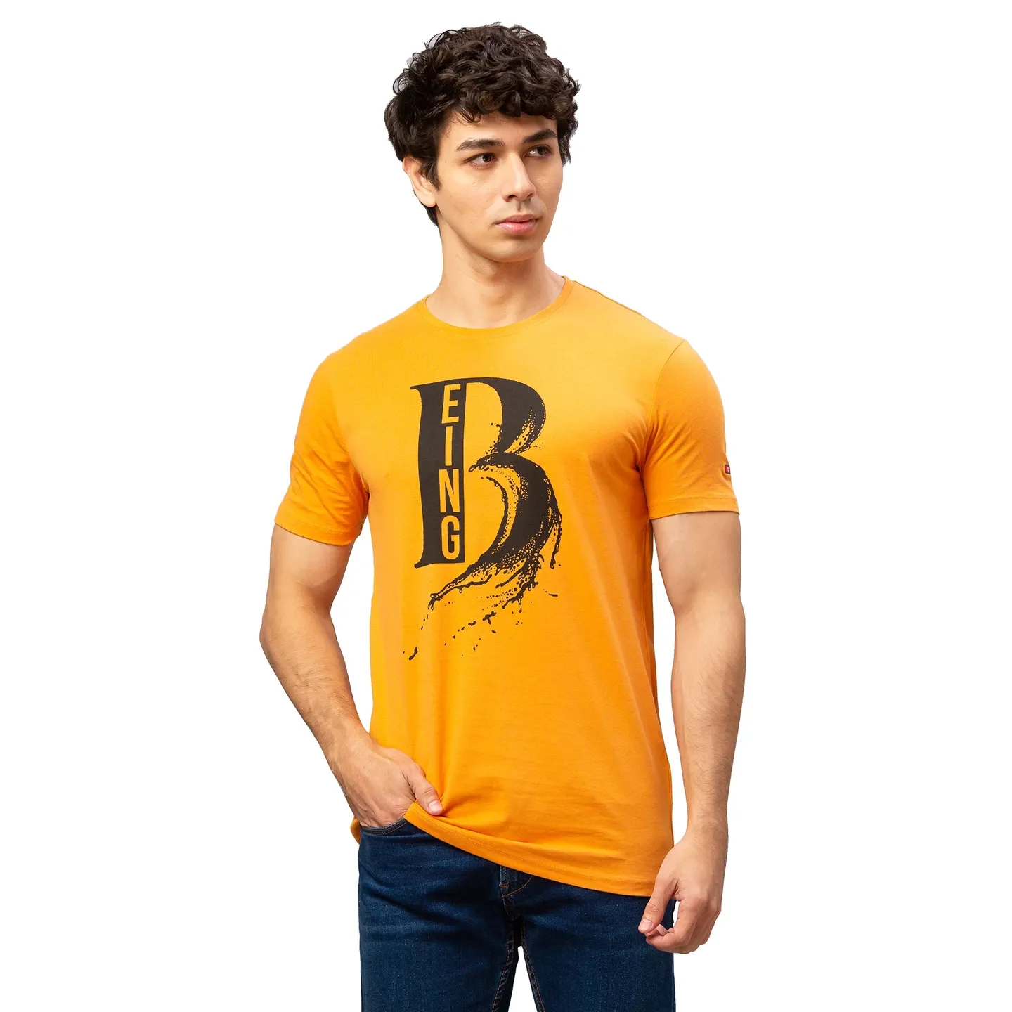 Brown Regular Fit Men's Short Sleeves T-Shirt by Being Human Clothing