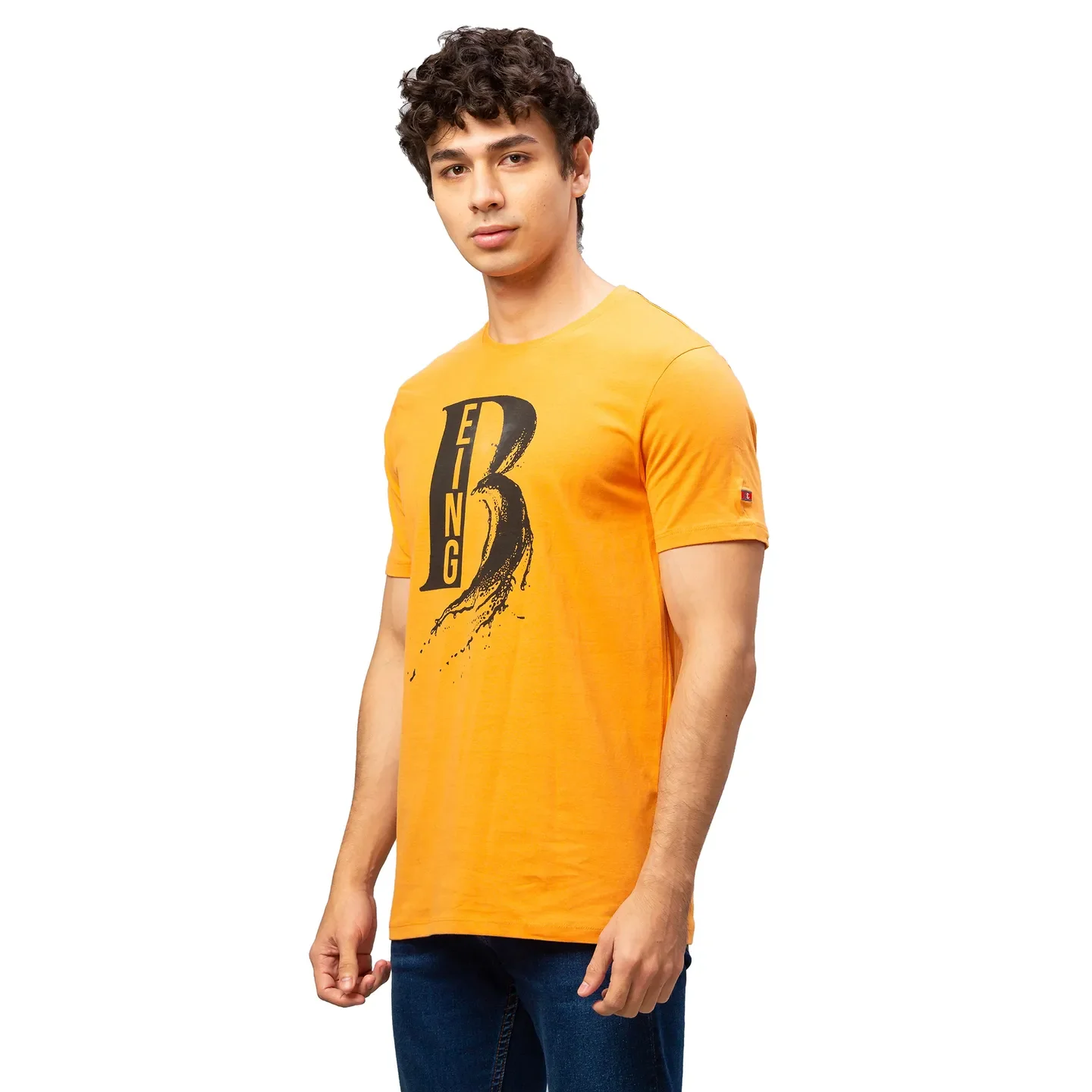 Beige Regular Fit Men's Short Sleeves T-Shirt by Being Human Clothing - Image 2