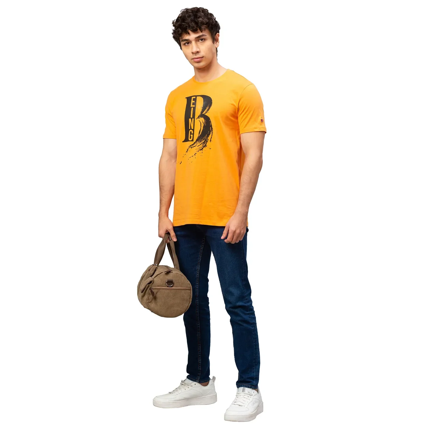 Beige Regular Fit Men's Short Sleeves T-Shirt by Being Human Clothing - Image 5