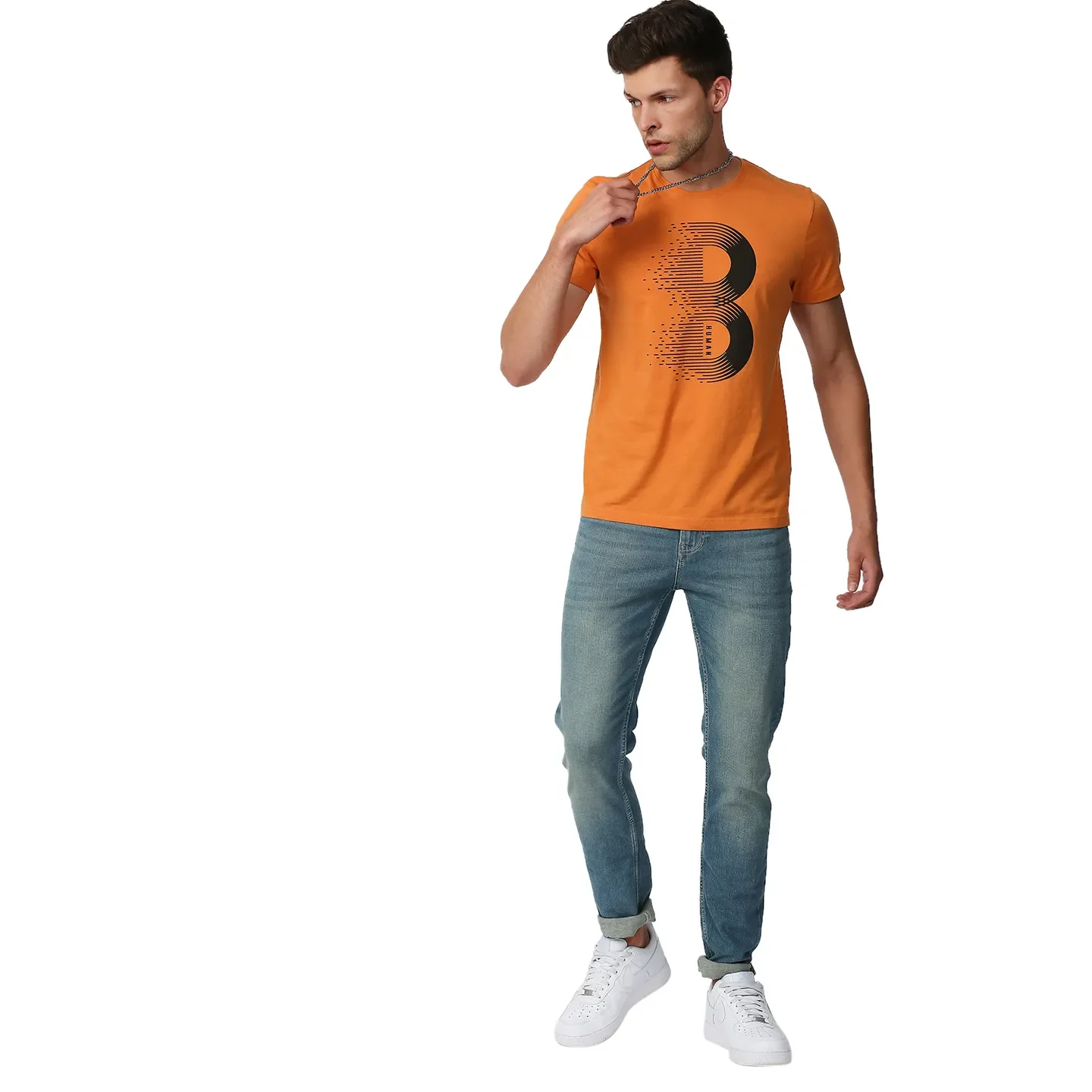 Brown Regular Fit Men's Short Sleeves T-Shirt by Being Human Clothing - Image 5
