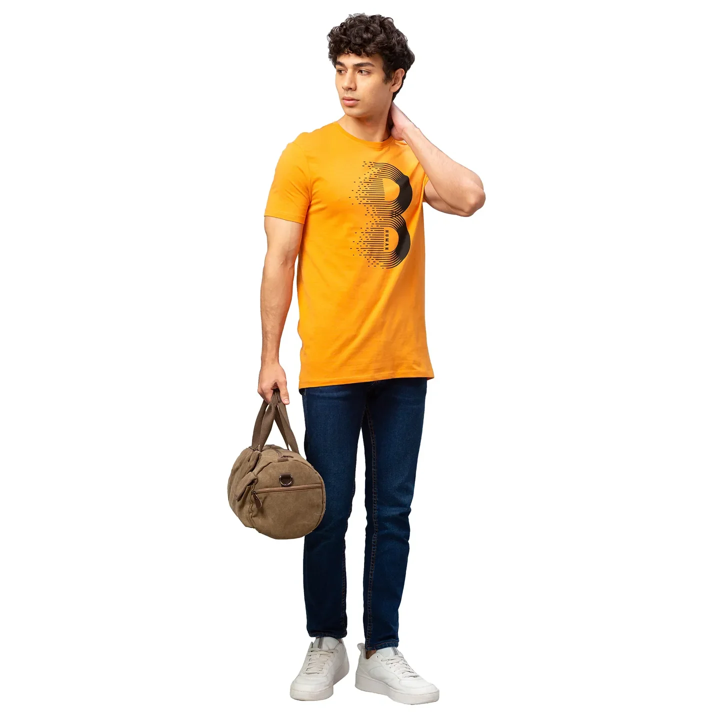 Beige Regular Fit Men's Short Sleeves T-Shirt by Being Human Clothing - Image 2