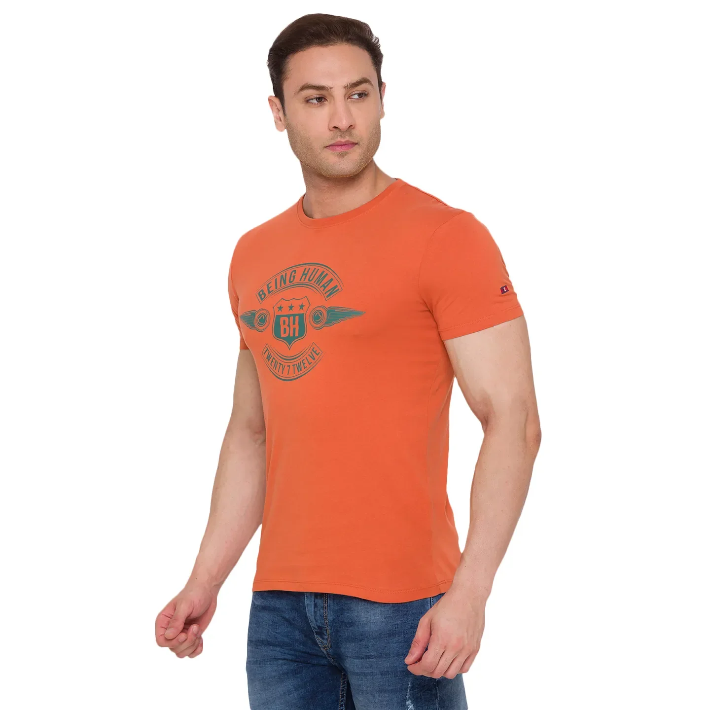 Brown Regular Fit Men's Short Sleeves T-Shirt by Being Human Clothing - Image 2