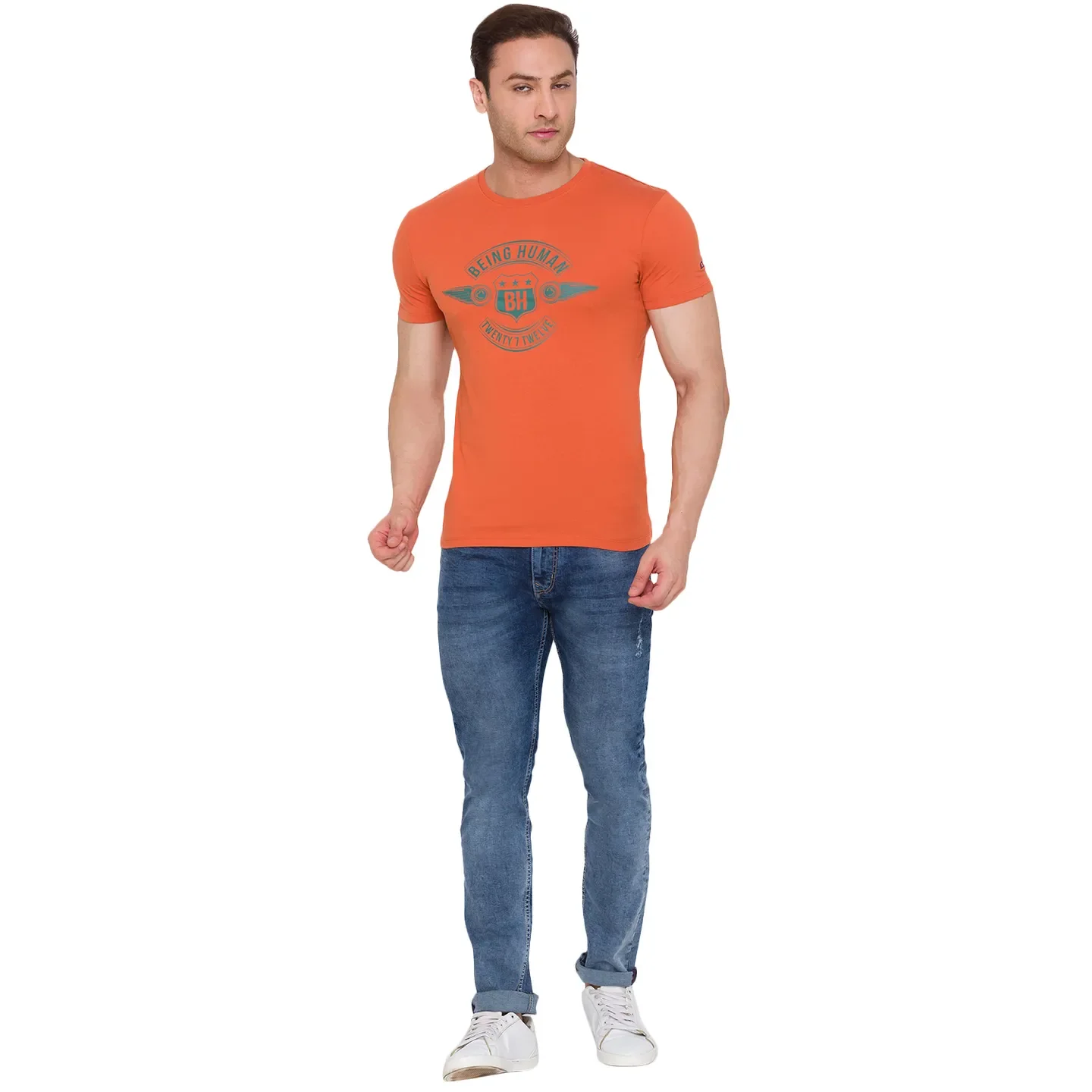 Brown Regular Fit Men's Short Sleeves T-Shirt by Being Human Clothing - Image 5