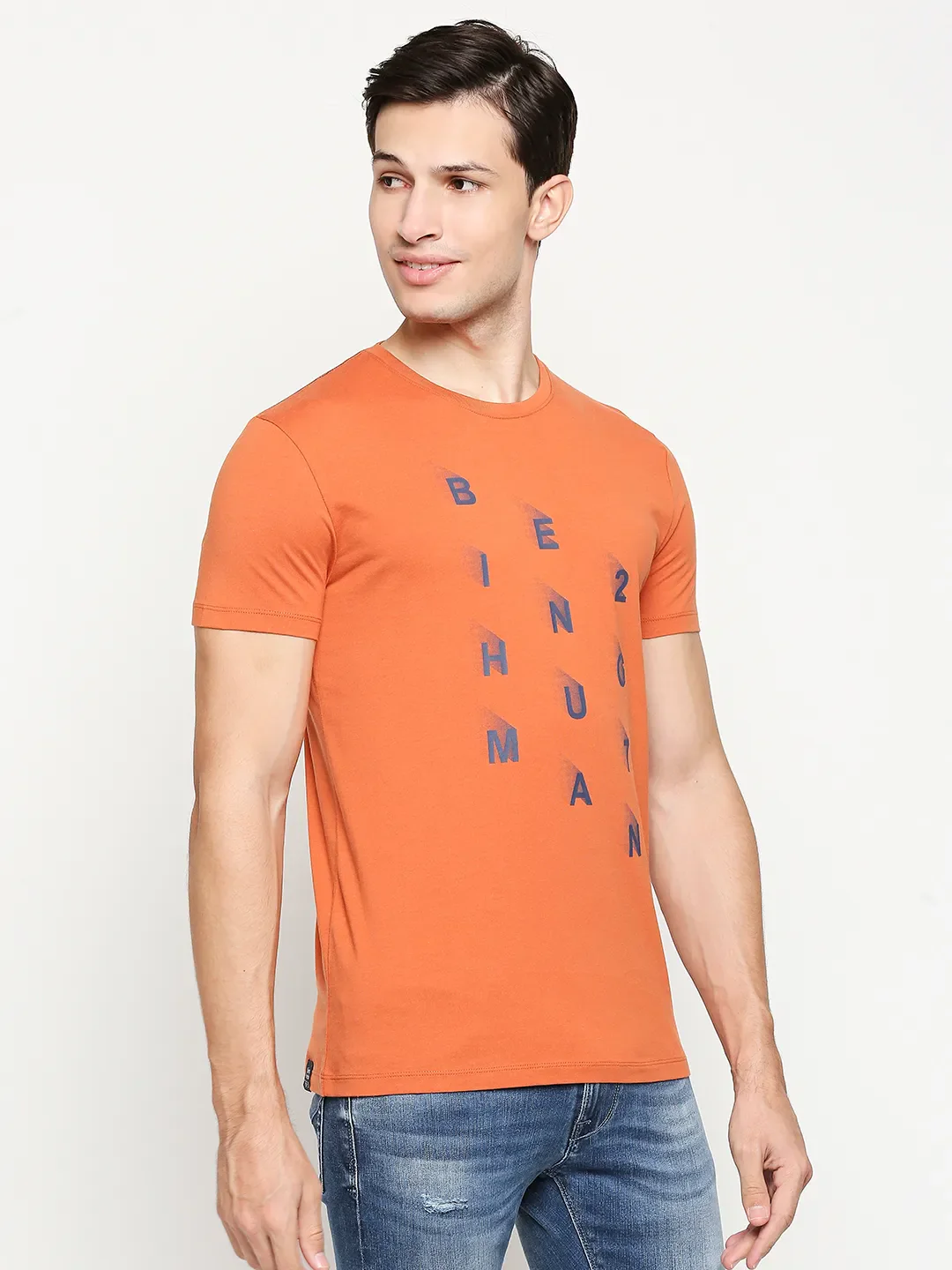 Brown Regular Fit Men's Short Sleeves T-Shirt by Being Human Clothing - Image 3