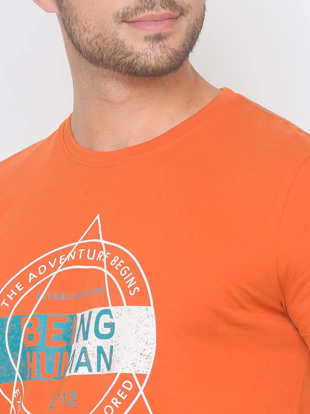 Brown Regular Fit Men's Short Sleeves T-Shirt by Being Human Clothing - Image 4