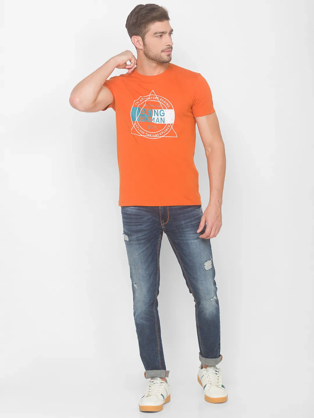 Brown Regular Fit Men's Short Sleeves T-Shirt by Being Human Clothing - Image 5