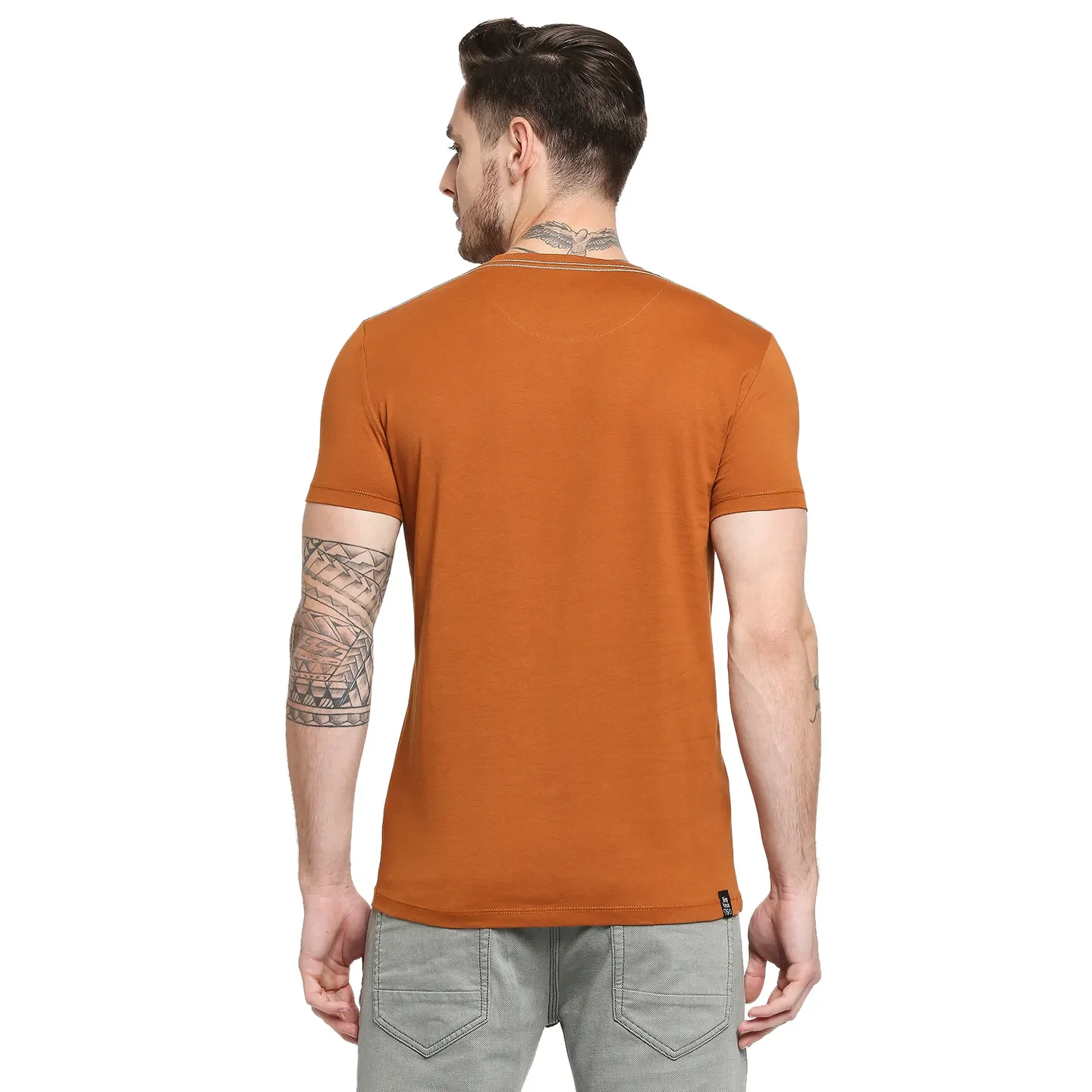 Brown Regular Fit Men's Short Sleeves T-Shirt by Being Human Clothing - Image 4