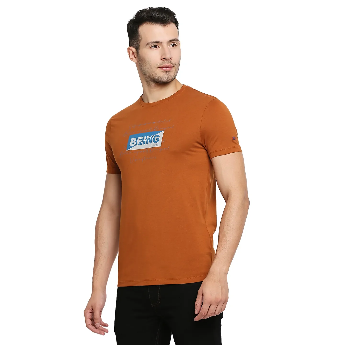 Brown Regular Fit Men's Short Sleeves T-Shirt by Being Human Clothing - Image 2
