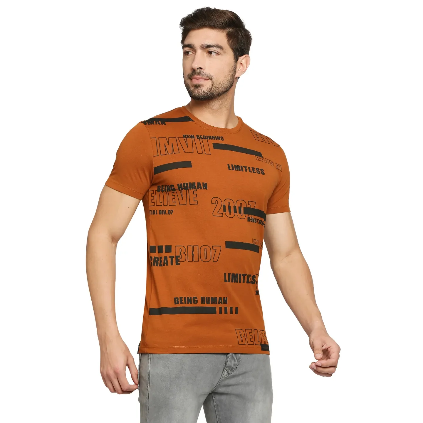 Brown Regular Fit Men's Short Sleeves T-Shirt by Being Human Clothing - Image 6