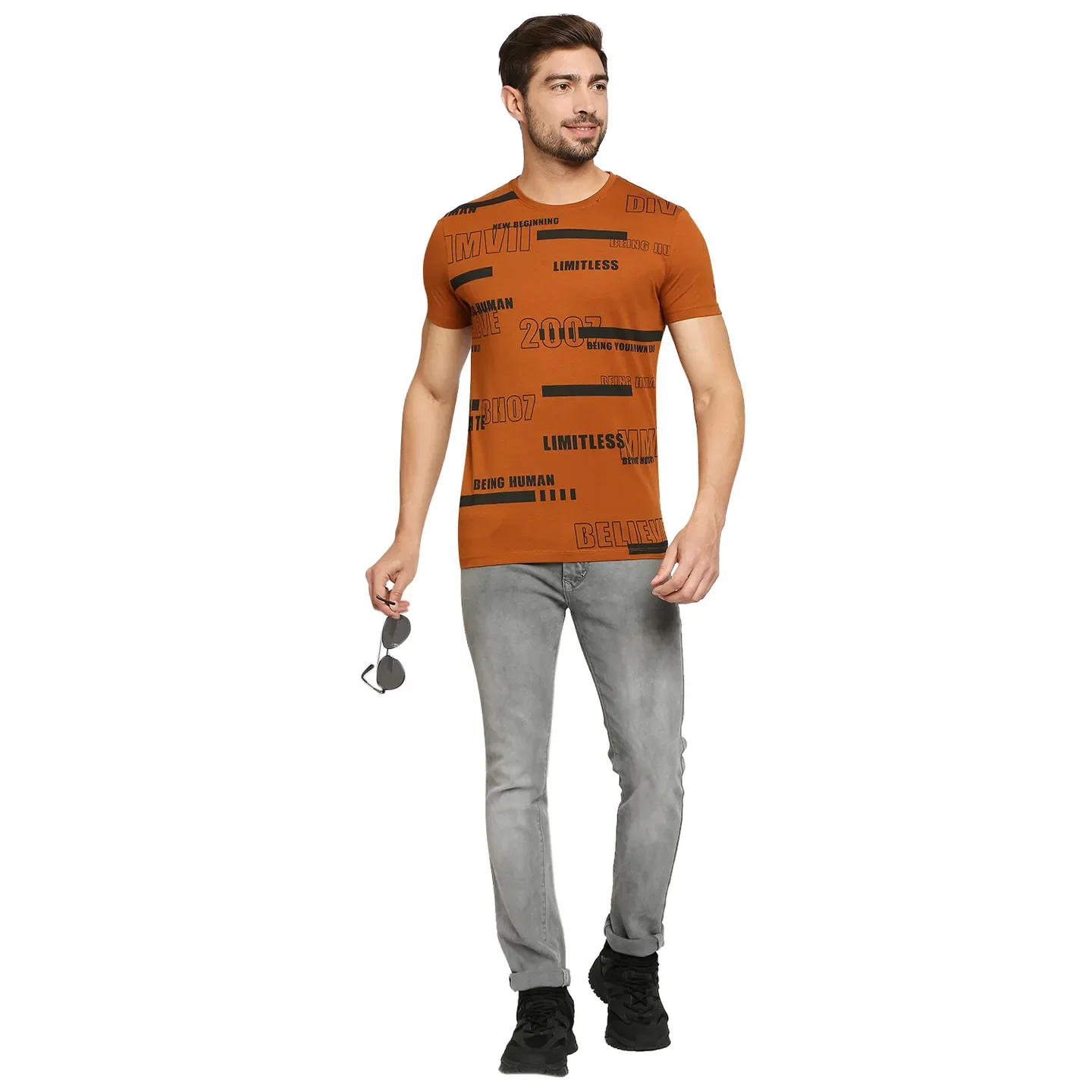 Brown Regular Fit Men's Short Sleeves T-Shirt by Being Human Clothing - Image 7