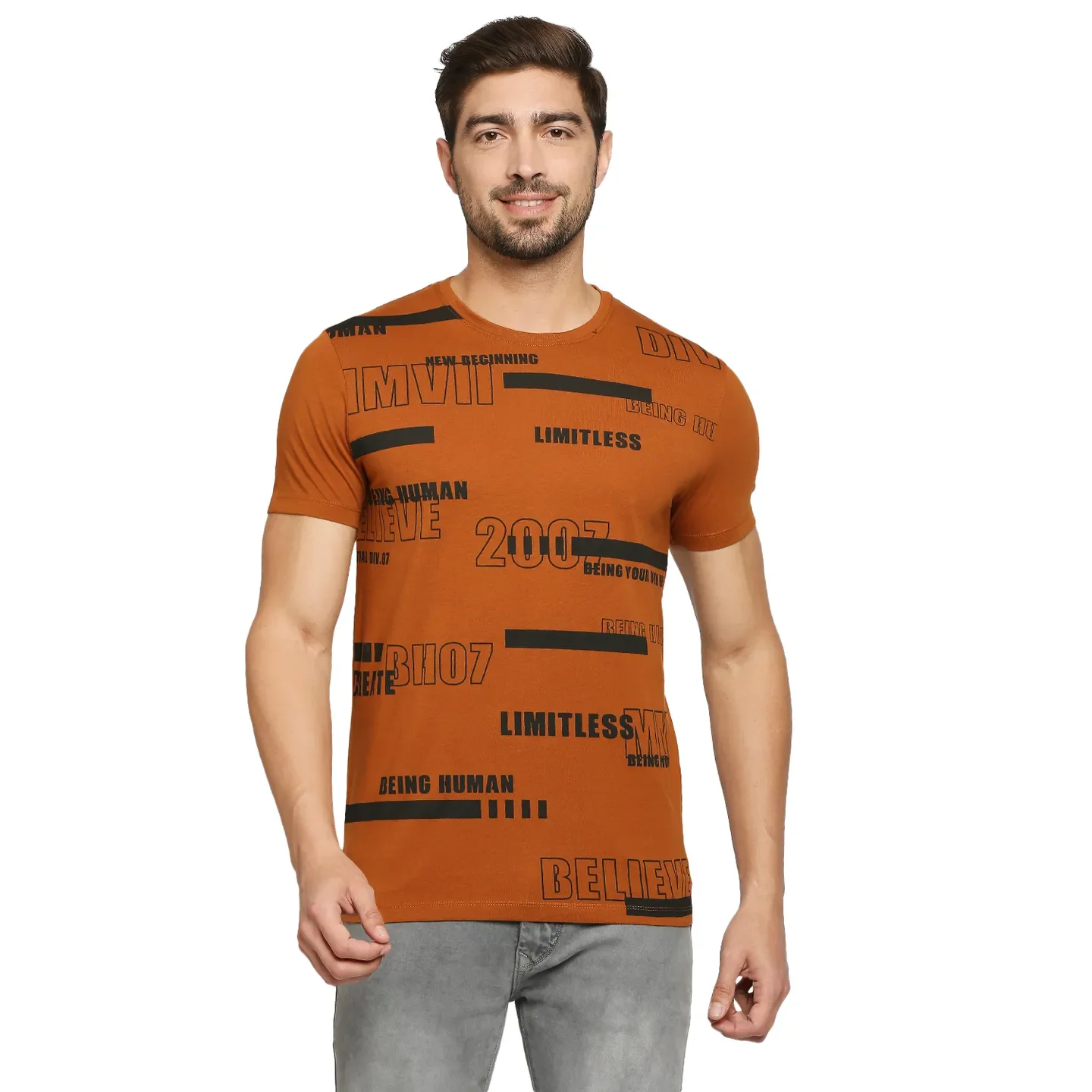 Brown Regular Fit Men's Short Sleeves T-Shirt by Being Human Clothing - Image 8