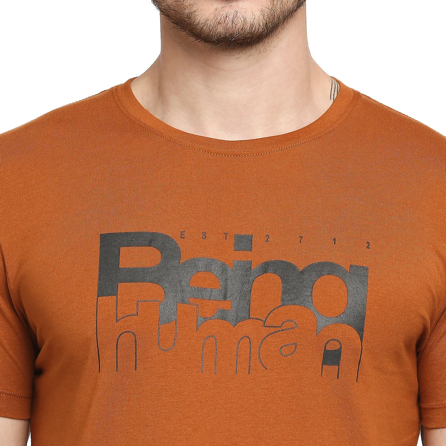 Brown Regular Fit Men's Short Sleeves T-Shirt by Being Human Clothing - Image 3