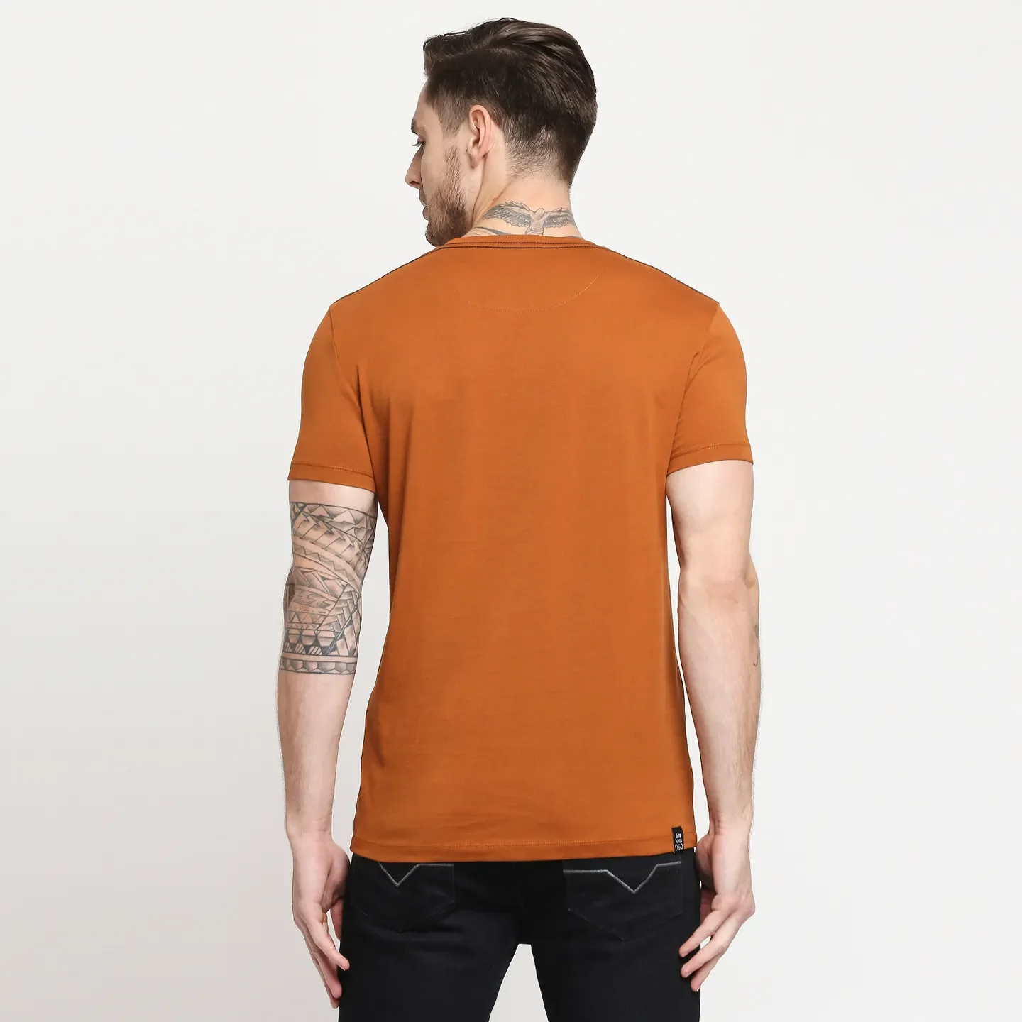 Brown Regular Fit Men's Short Sleeves T-Shirt by Being Human Clothing - Image 6
