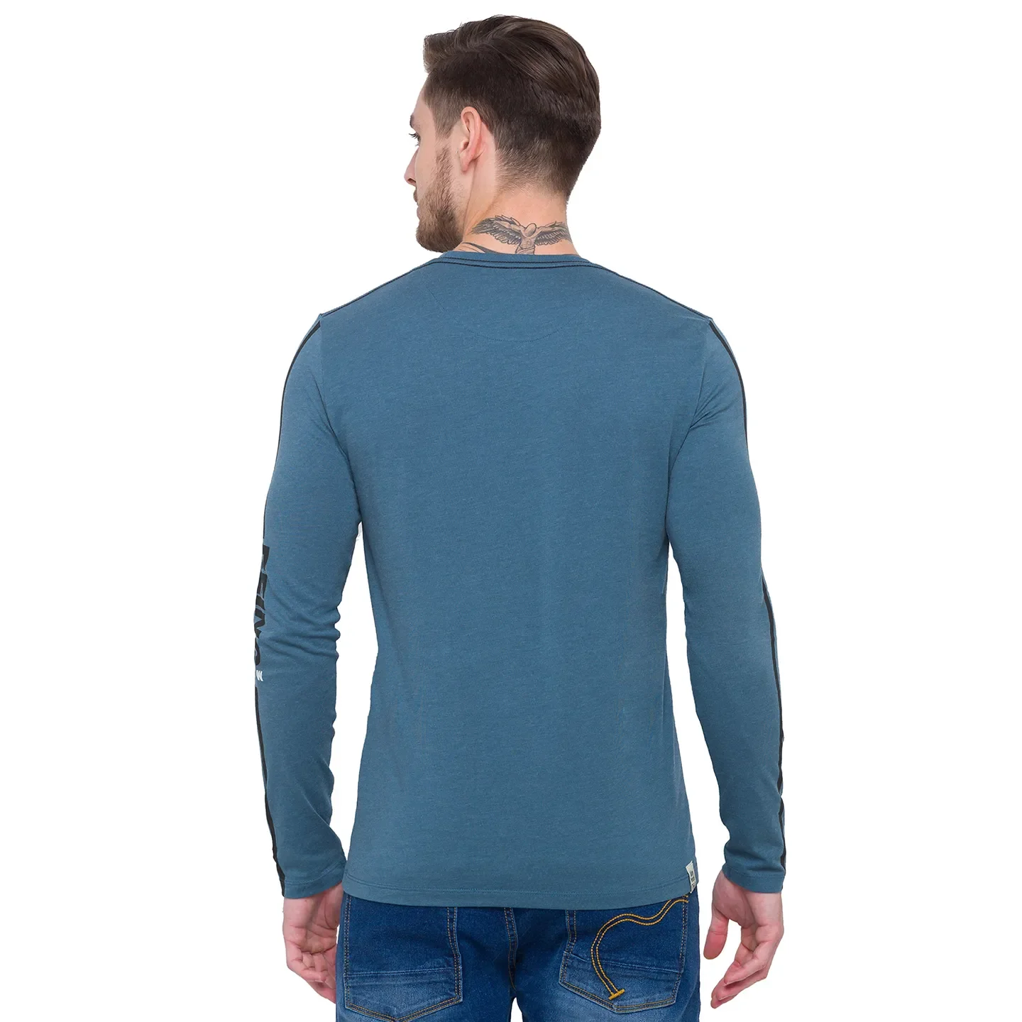 Green Regular Fit Men's Long Sleeves T-Shirt by Being Human Clothing - Image 3