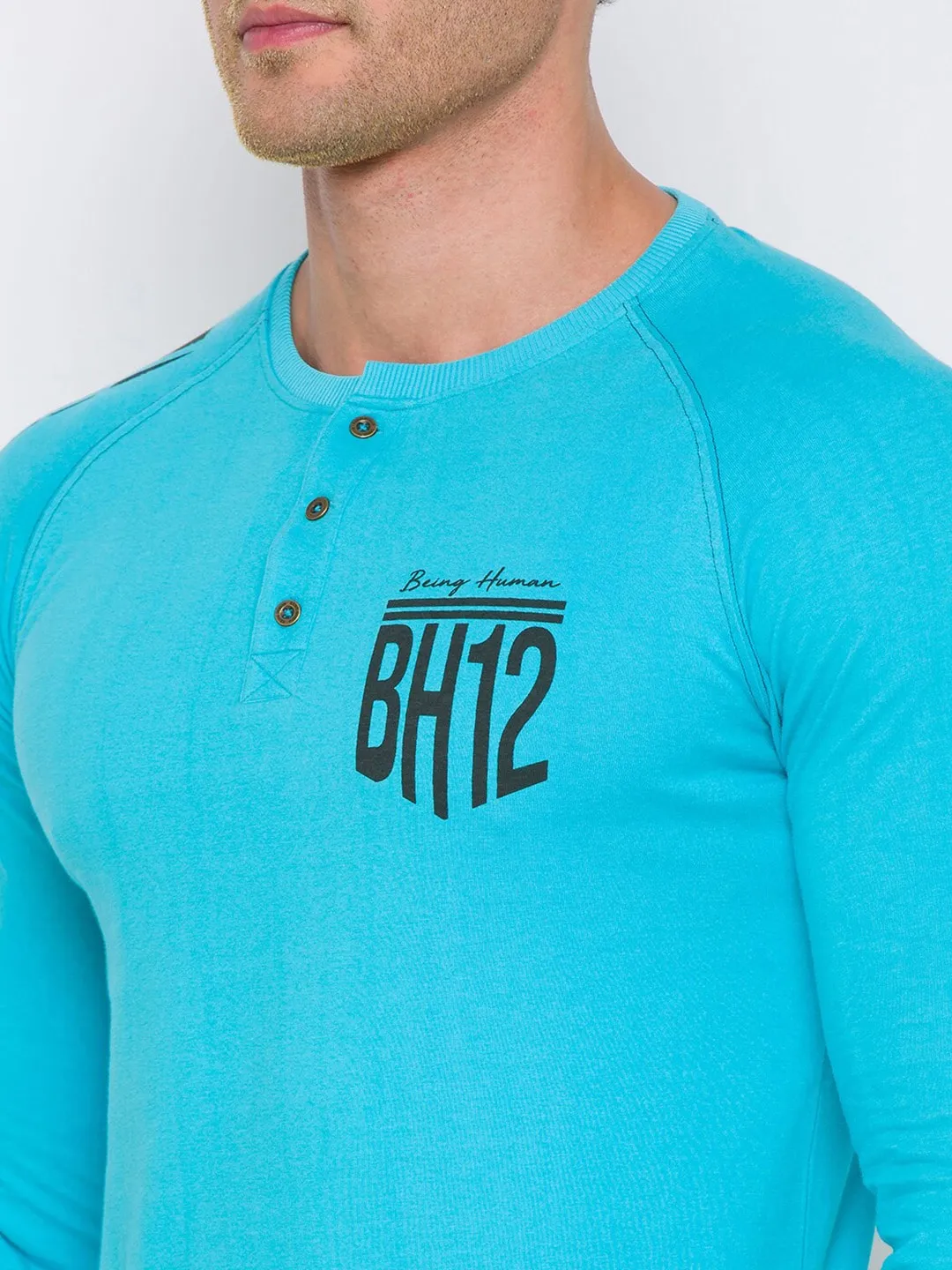 Blue Regular Fit Men's Long Sleeves T-Shirt by Being Human Clothing - Image 4