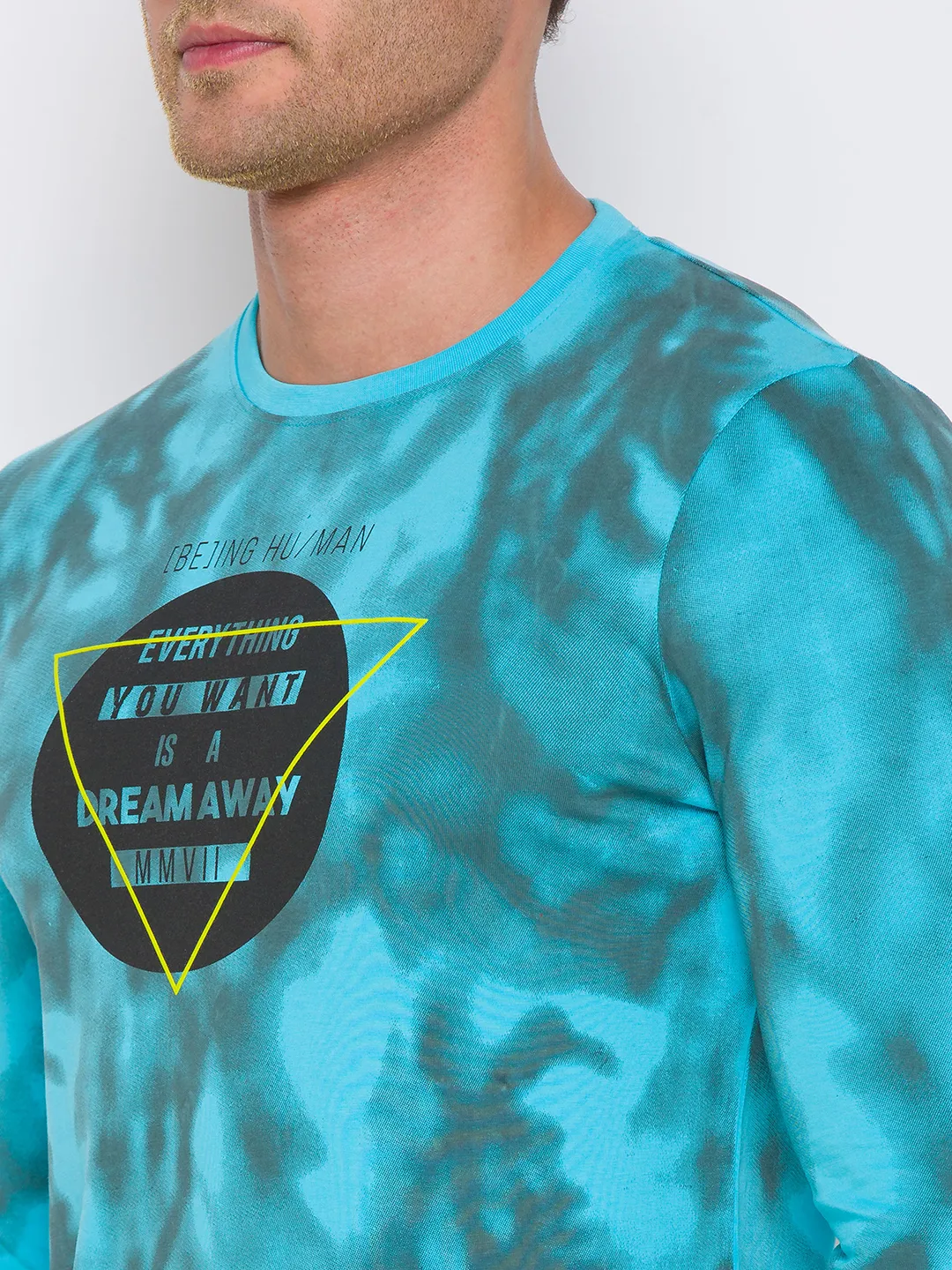 Scuba Blue Regular Fit Round Neck Men's T-Shirt by Being Human Clothing - Image 5