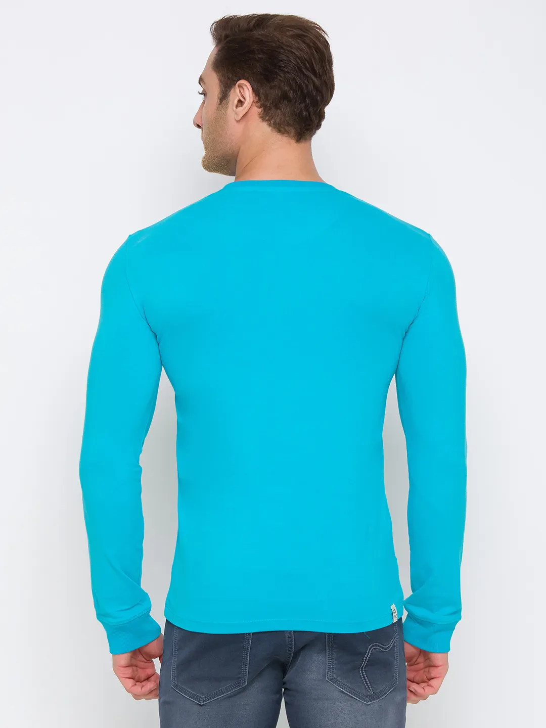 Scuba Blue Regular Fit Round Neck Men's T-Shirt by Being Human Clothing - Image 3