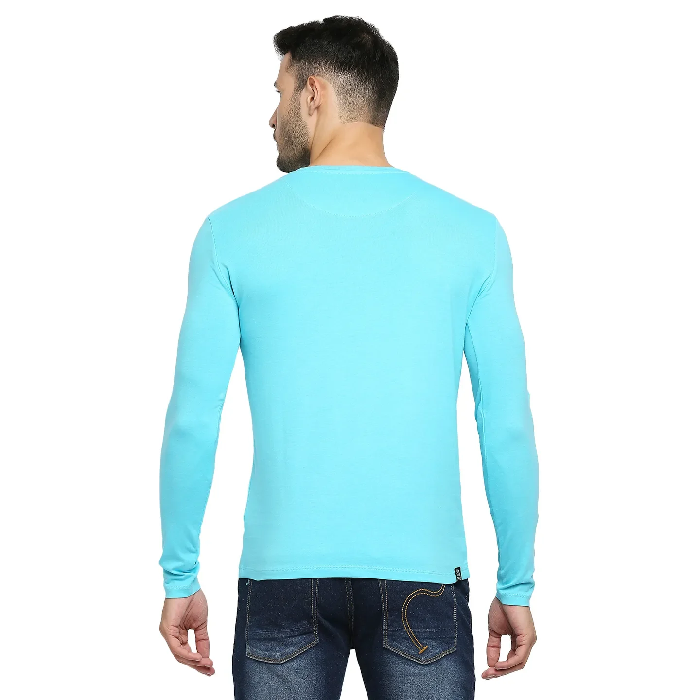 Blue Regular Fit Men's Long Sleeves T-Shirt by Being Human Clothing - Image 4