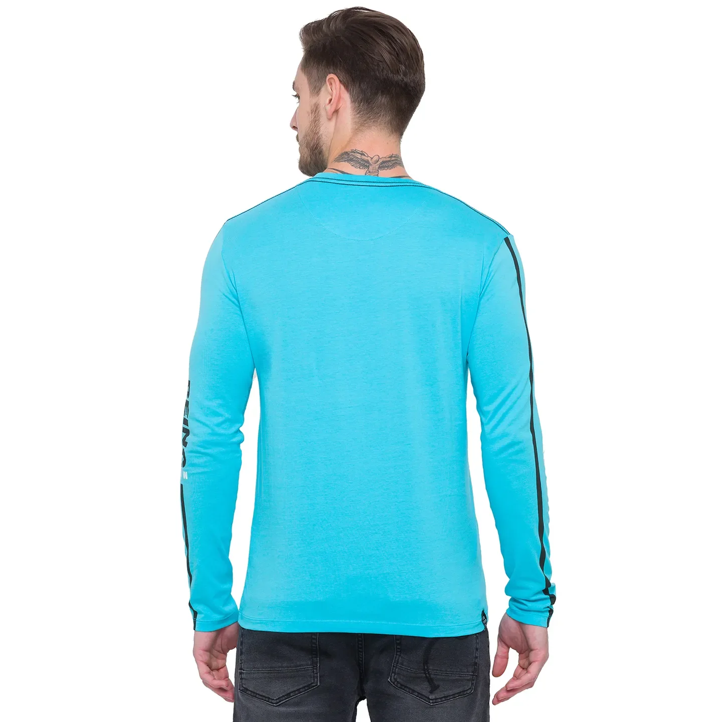 Blue Regular Fit Men's Long Sleeves T-Shirt by Being Human Clothing - Image 3