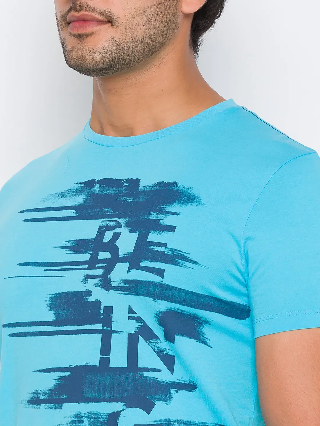 Scuba Blue Regular Fit Round Neck Men's T-Shirt by Being Human Clothing - Image 11