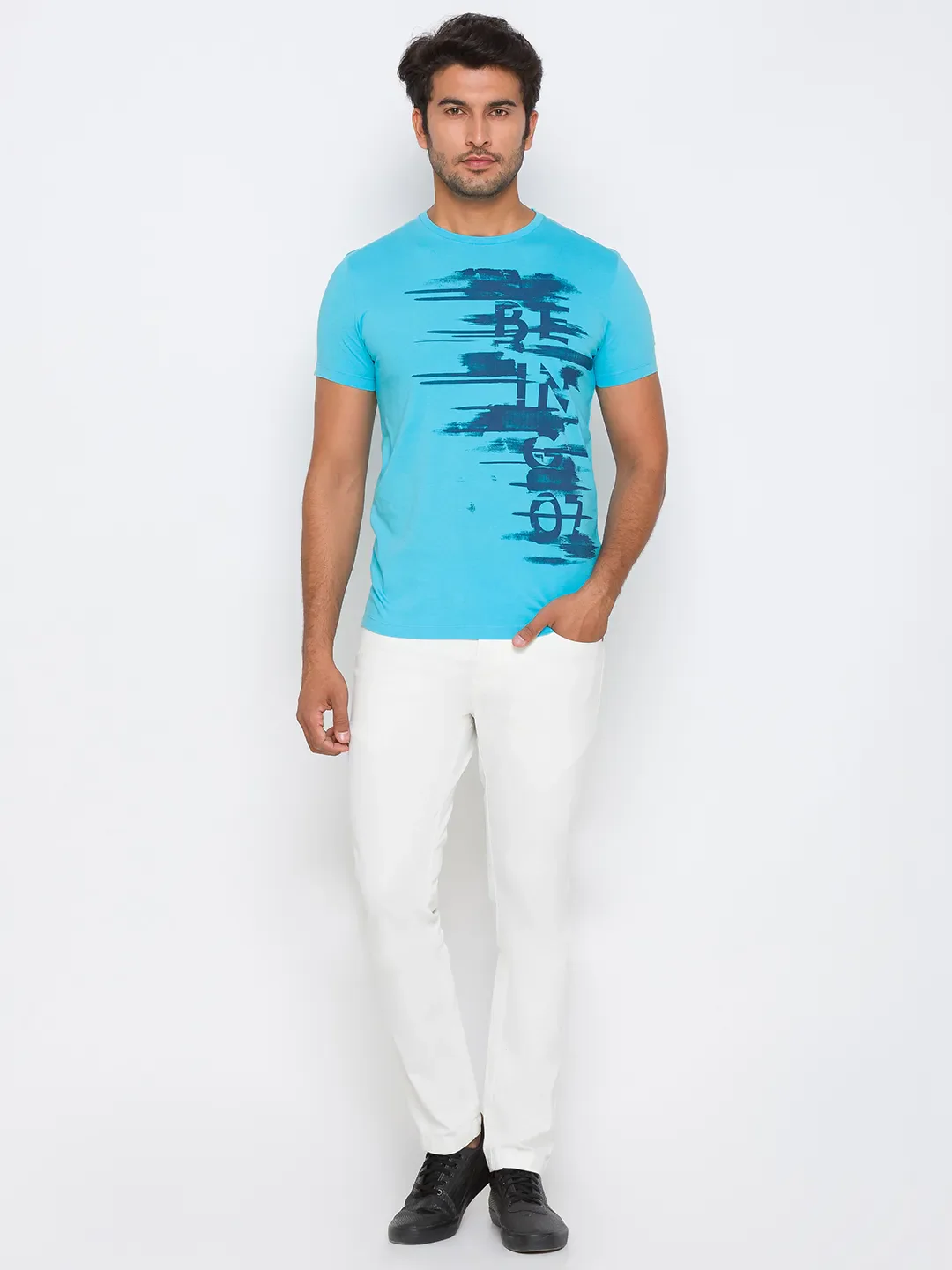 Scuba Blue Regular Fit Round Neck Men's T-Shirt by Being Human Clothing - Image 14