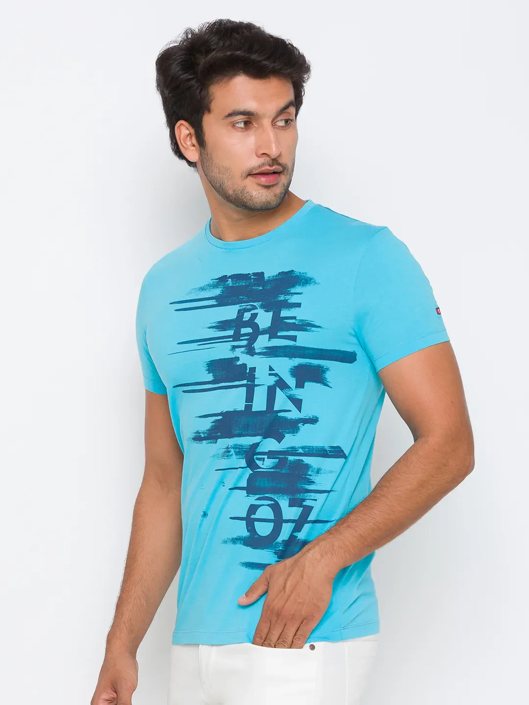 Scuba Blue Regular Fit Round Neck Men's T-Shirt by Being Human Clothing - Image 16