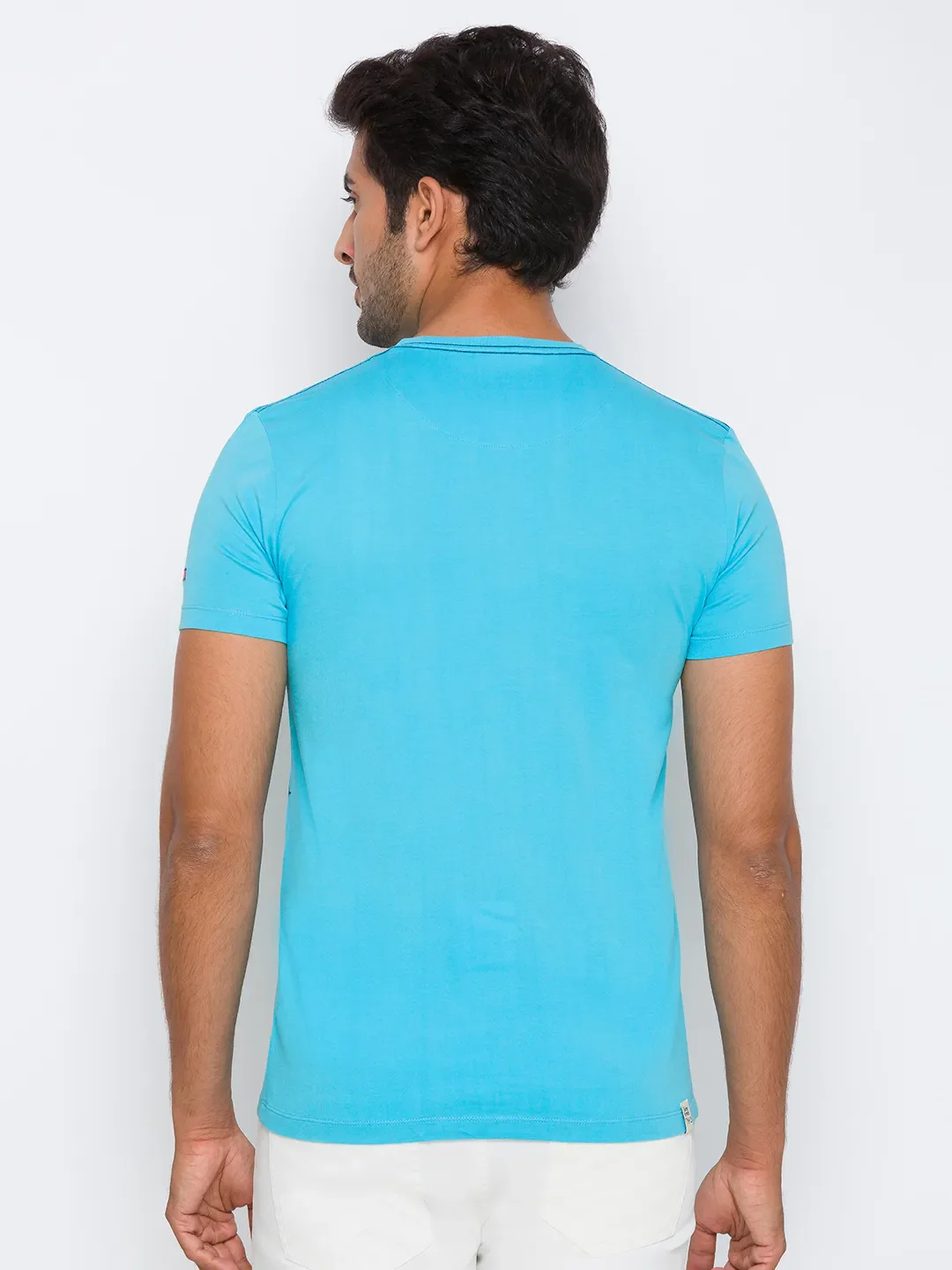 Scuba Blue Regular Fit Round Neck Men's T-Shirt by Being Human Clothing - Image 3