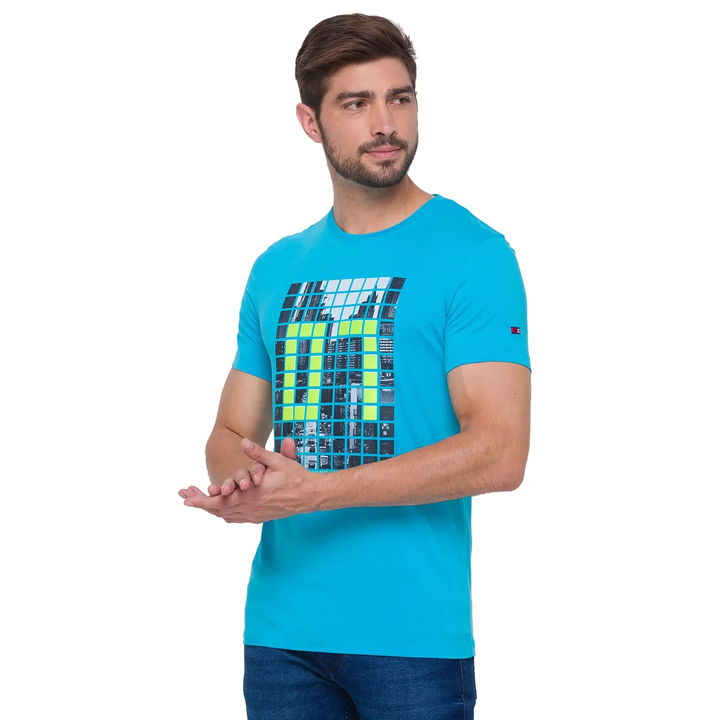 Scuba Blue Regular Fit Round Neck Men's T-Shirt by Being Human Clothing - Image 3