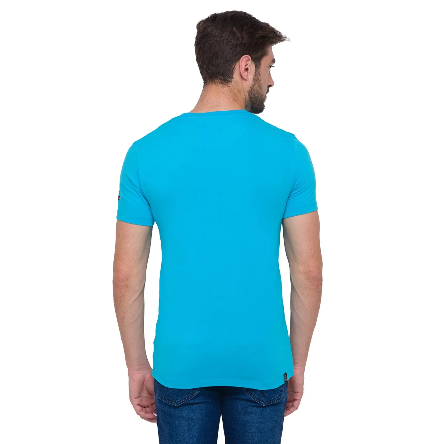 Scuba Blue Regular Fit Round Neck Men's T-Shirt by Being Human Clothing - Image 4