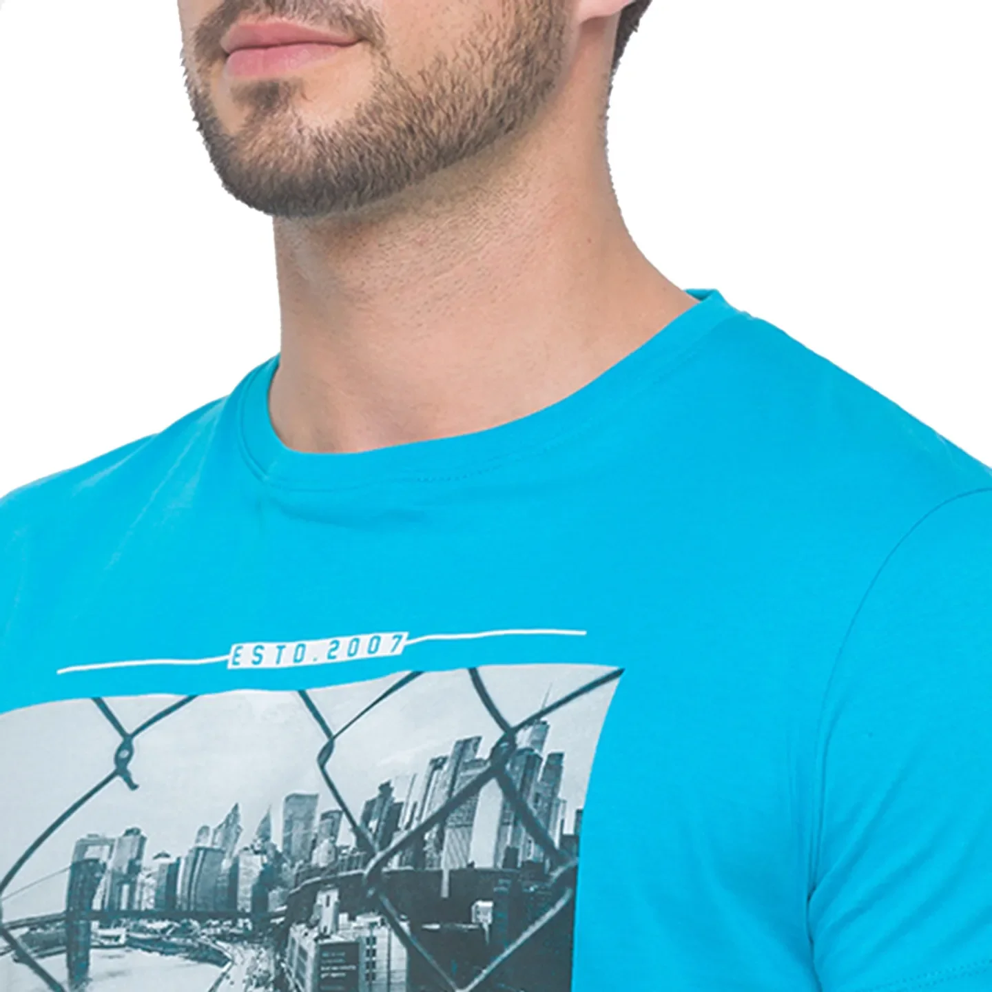 Scuba Blue Regular Fit Round Neck Men's T-Shirt by Being Human Clothing - Image 2