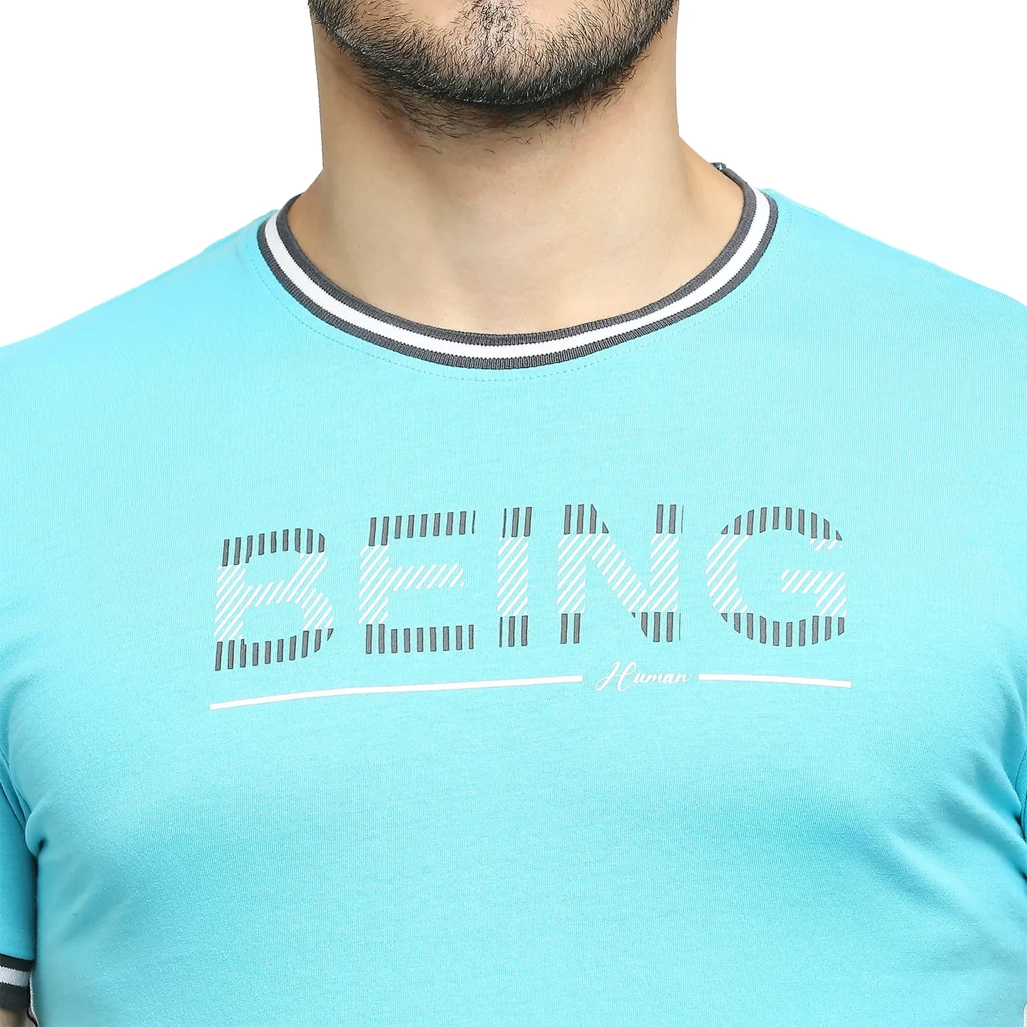 Scuba Blue Regular Fit Round Neck Men's T-Shirt by Being Human Clothing - Image 5