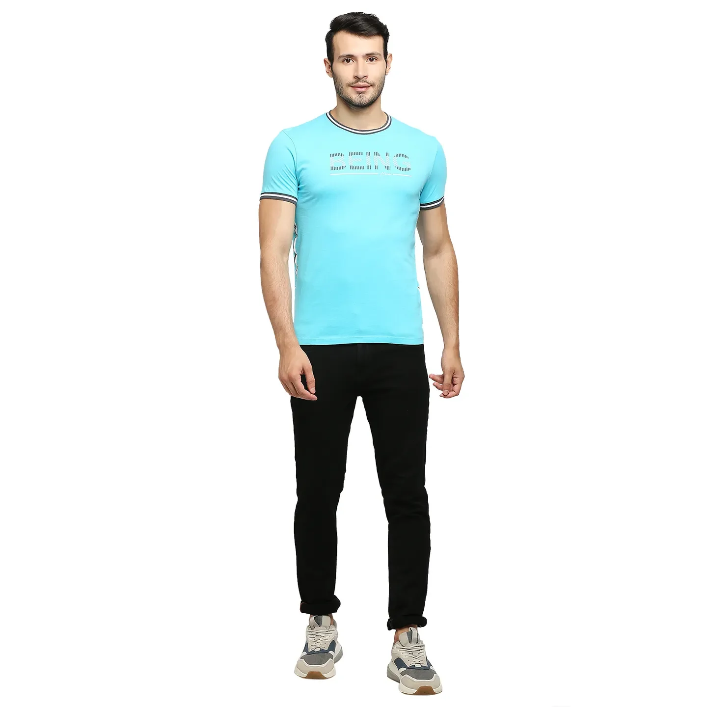 Scuba Blue Regular Fit Round Neck Men's T-Shirt by Being Human Clothing - Image 6